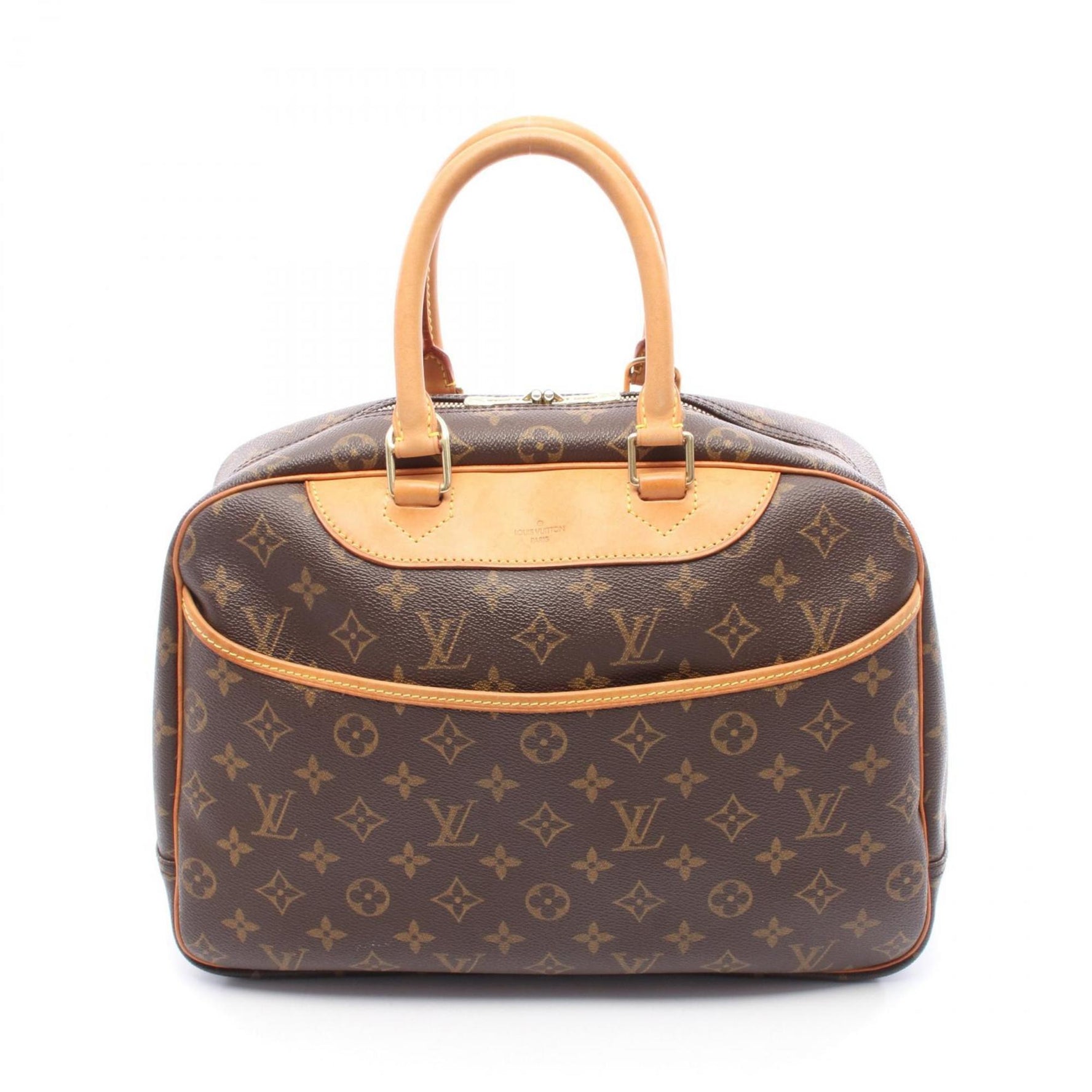 Louis Vuitton Deauville Bowling Vanity Handbag in Coated Canvas and Leather with Monogram Design, Brown