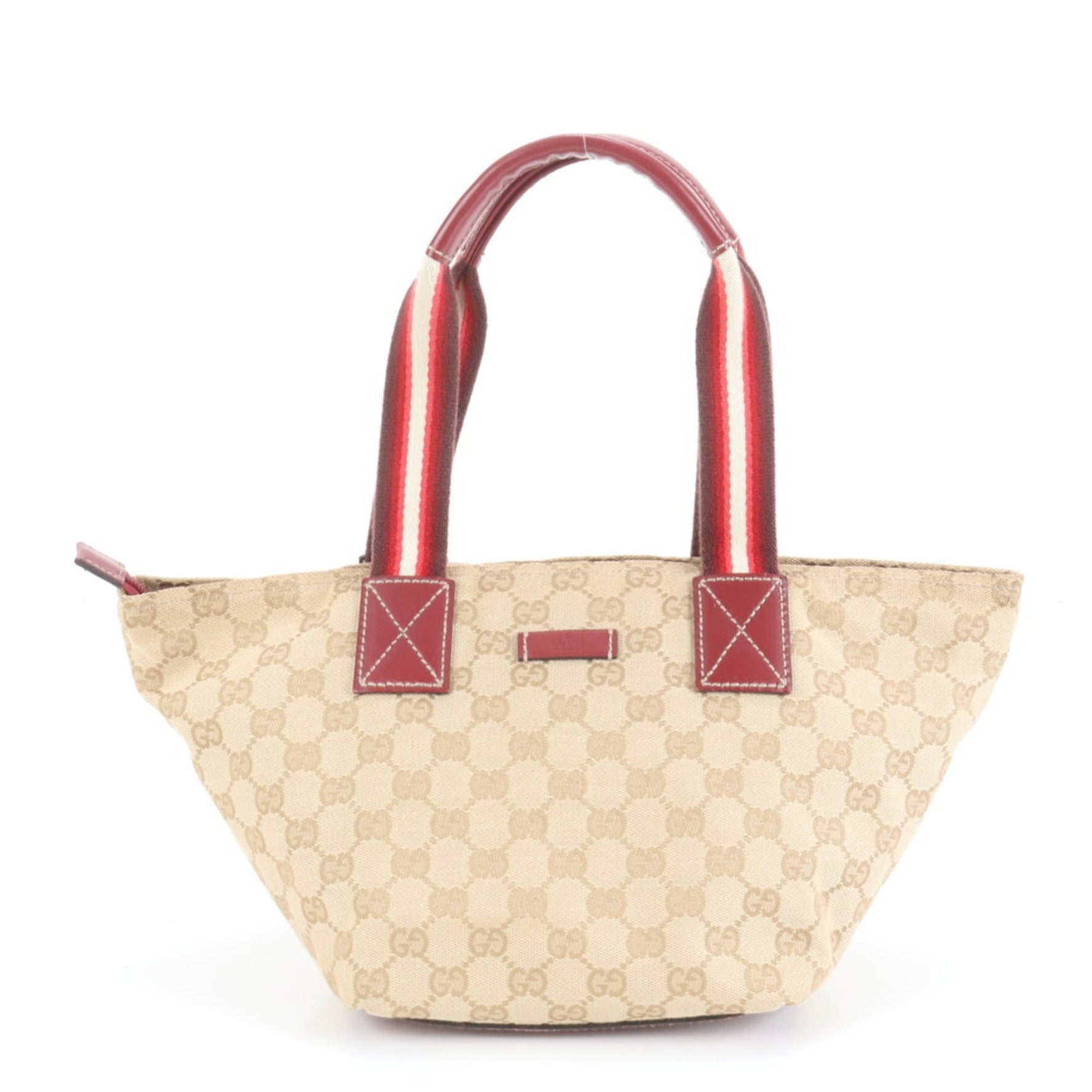 Gucci GG Canvas and Leather Handbag Tote Beige