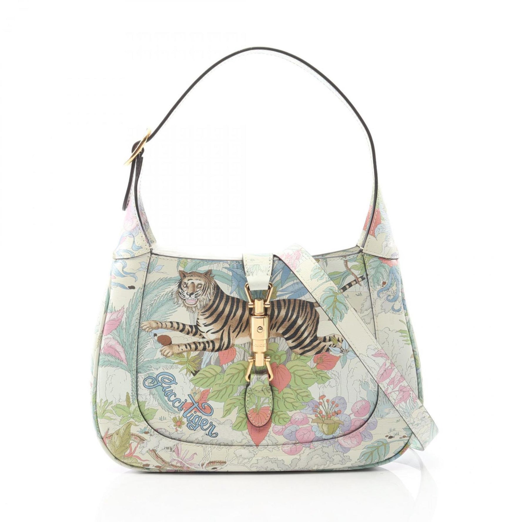 Gucci Tiger Jackie 1961 Small Leather Shoulder Bag, Blue Multicolor