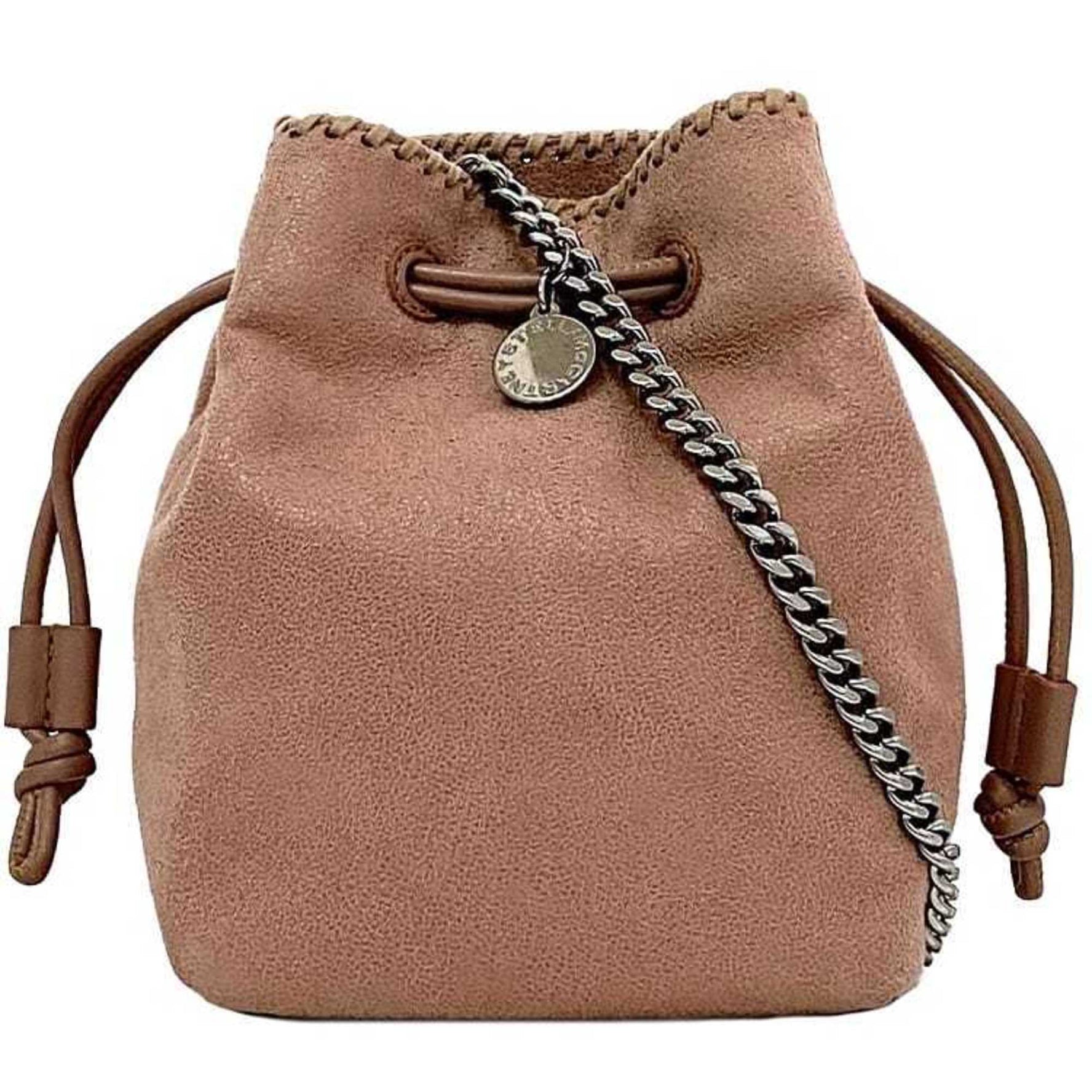 Stella McCartney Chain Shoulder Bag Beige Pink Falabella Faux Leather STELLA McCARTNEY Mini Bucket Crossbody