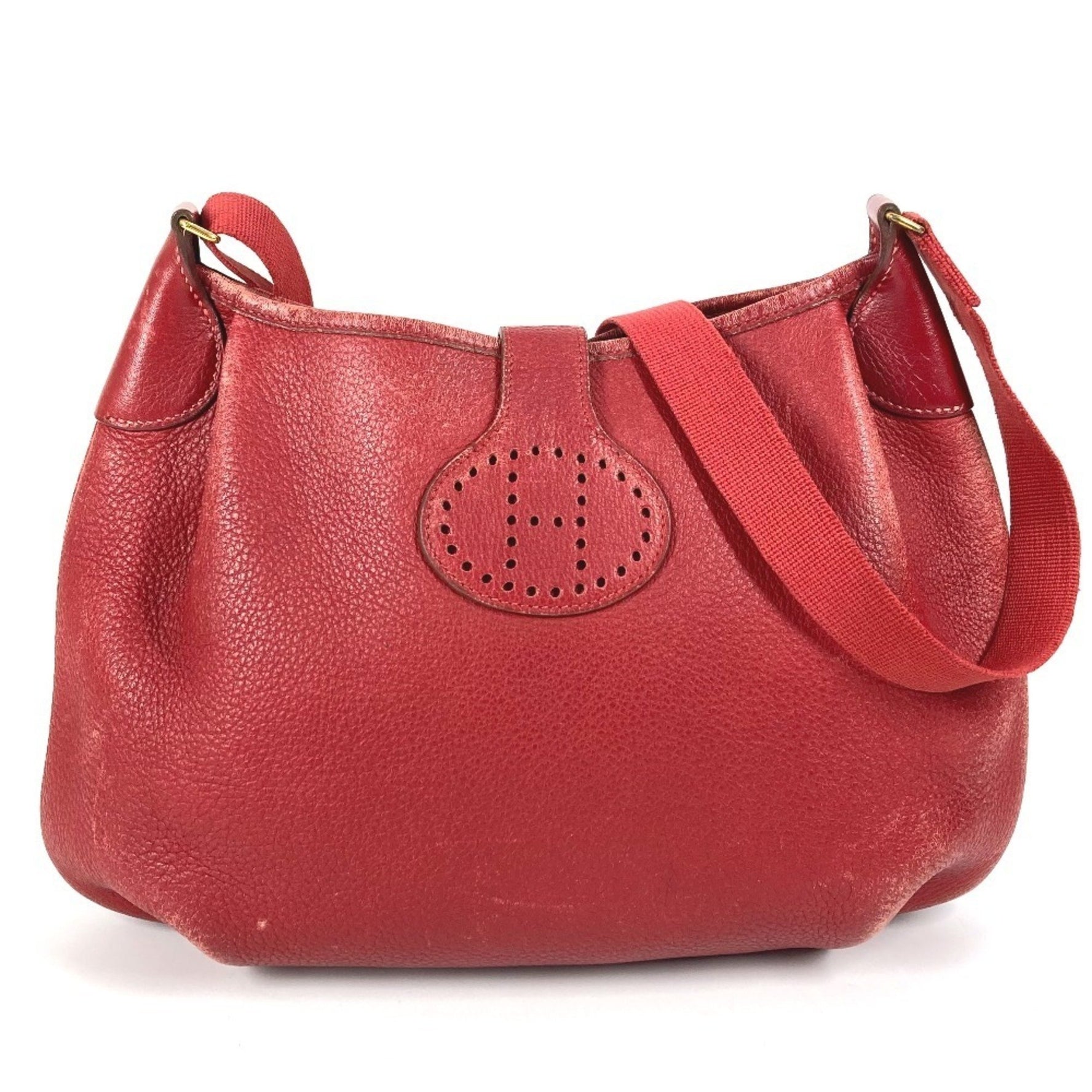 HERMES Vintage Rodeo de Bag, Crossbody Pochette Shoulder Leather, Men's/Women's, Red