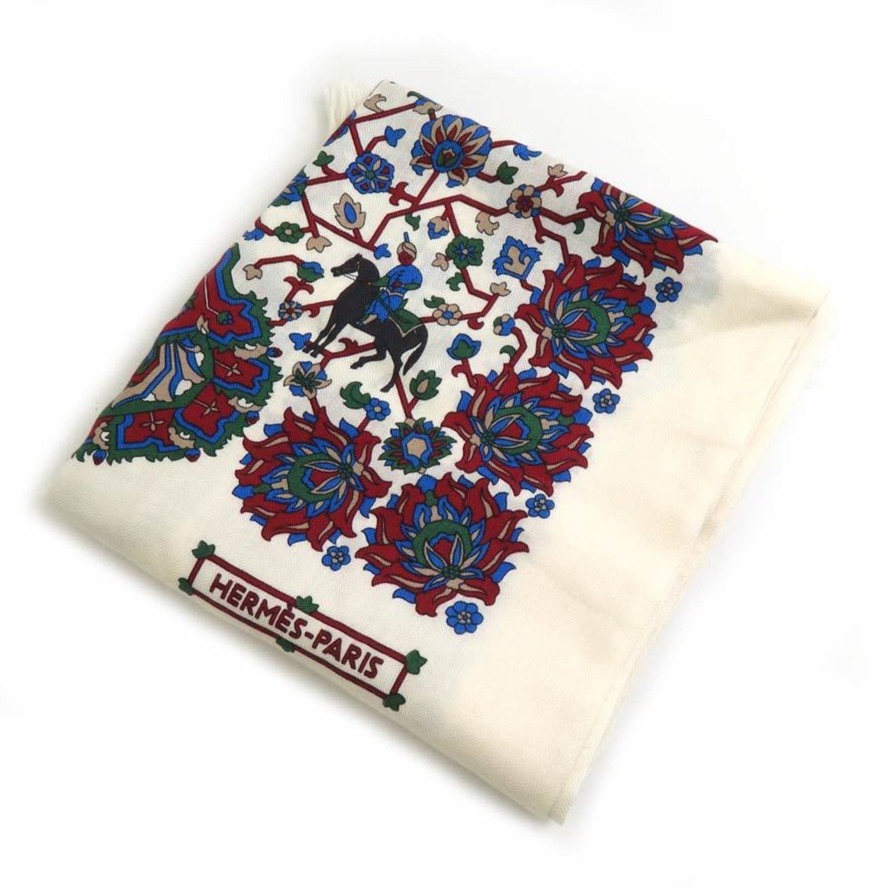 Hermes Hermès shawl scarf/muffler in off-white cashmere and silk, multicolor