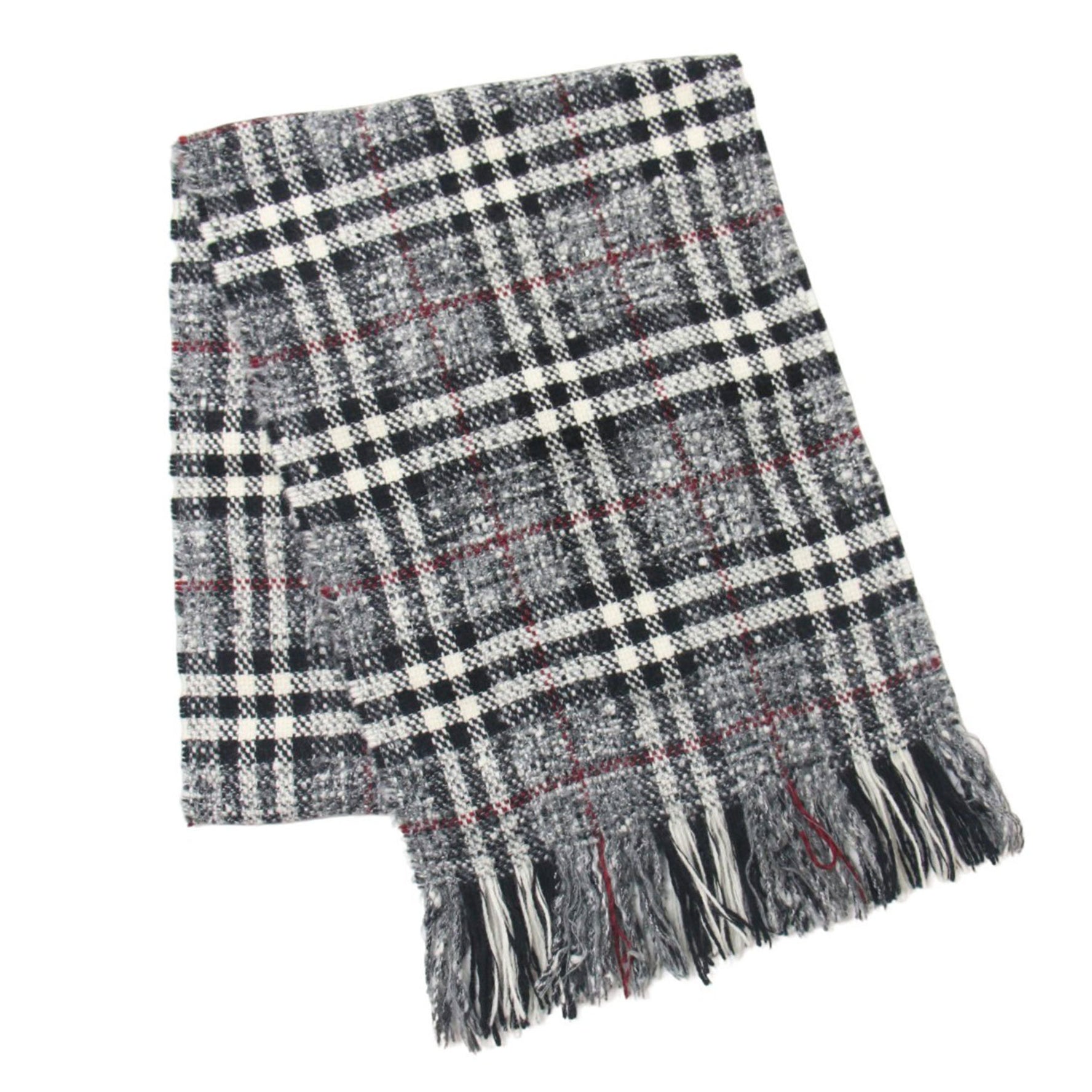 BURBERRY LONDON London Scarf Grey Tweed Check Stole Wool Mohair