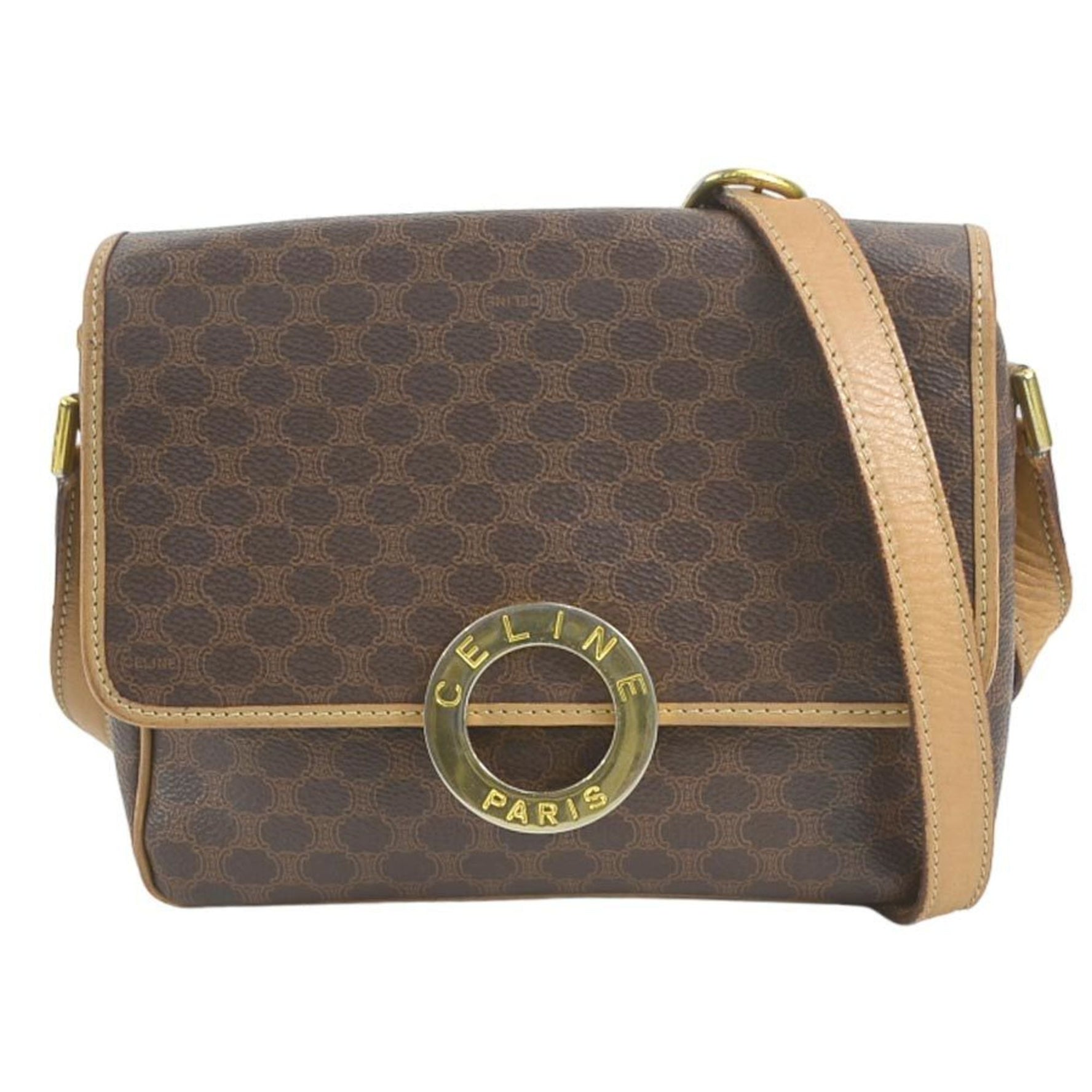 CELINE Shoulder Bag Macadam PVC/Leather