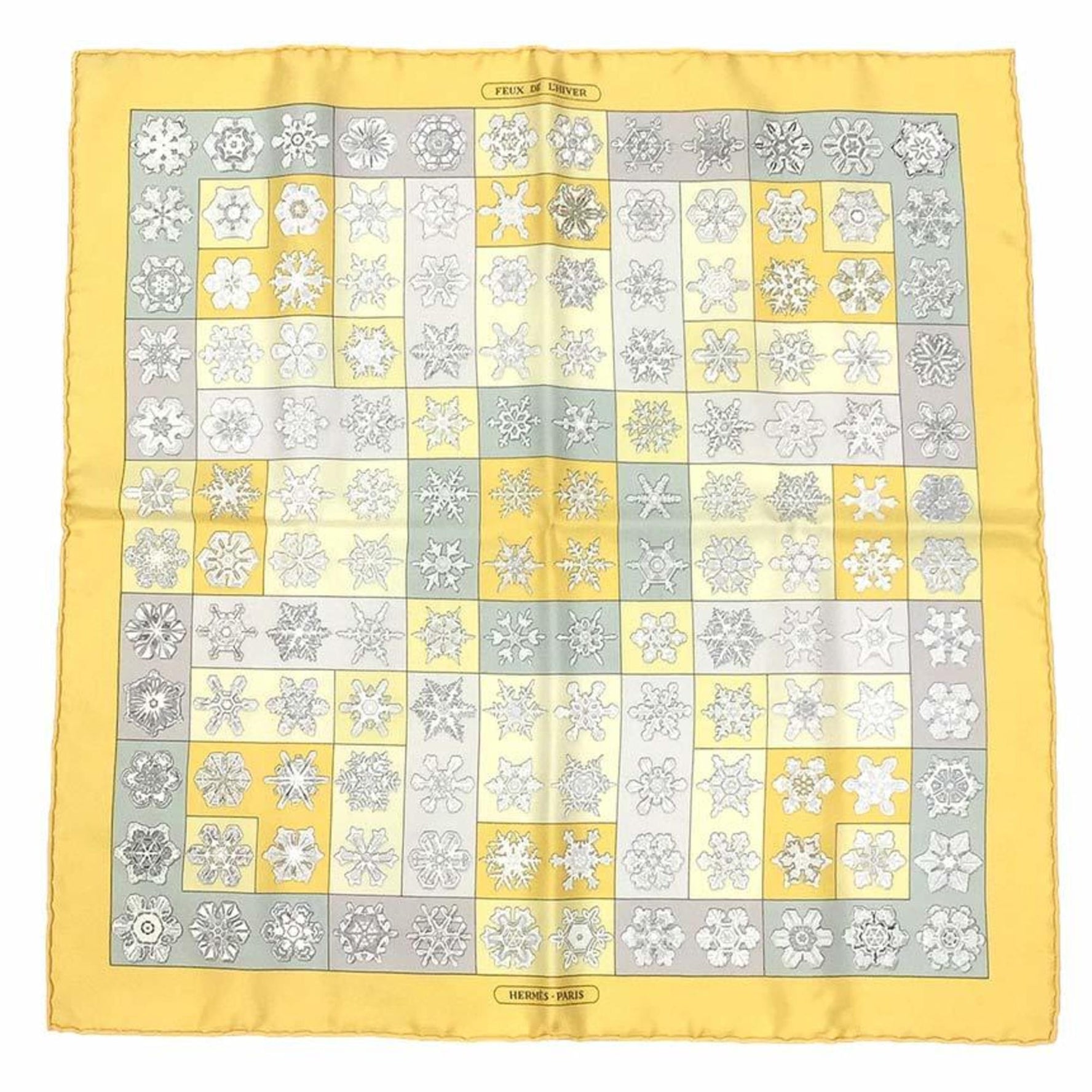 HERMES Scarf Muffler Carre 45 FEUX DE L'HIVER (Fire) Snowflake 100% Silk