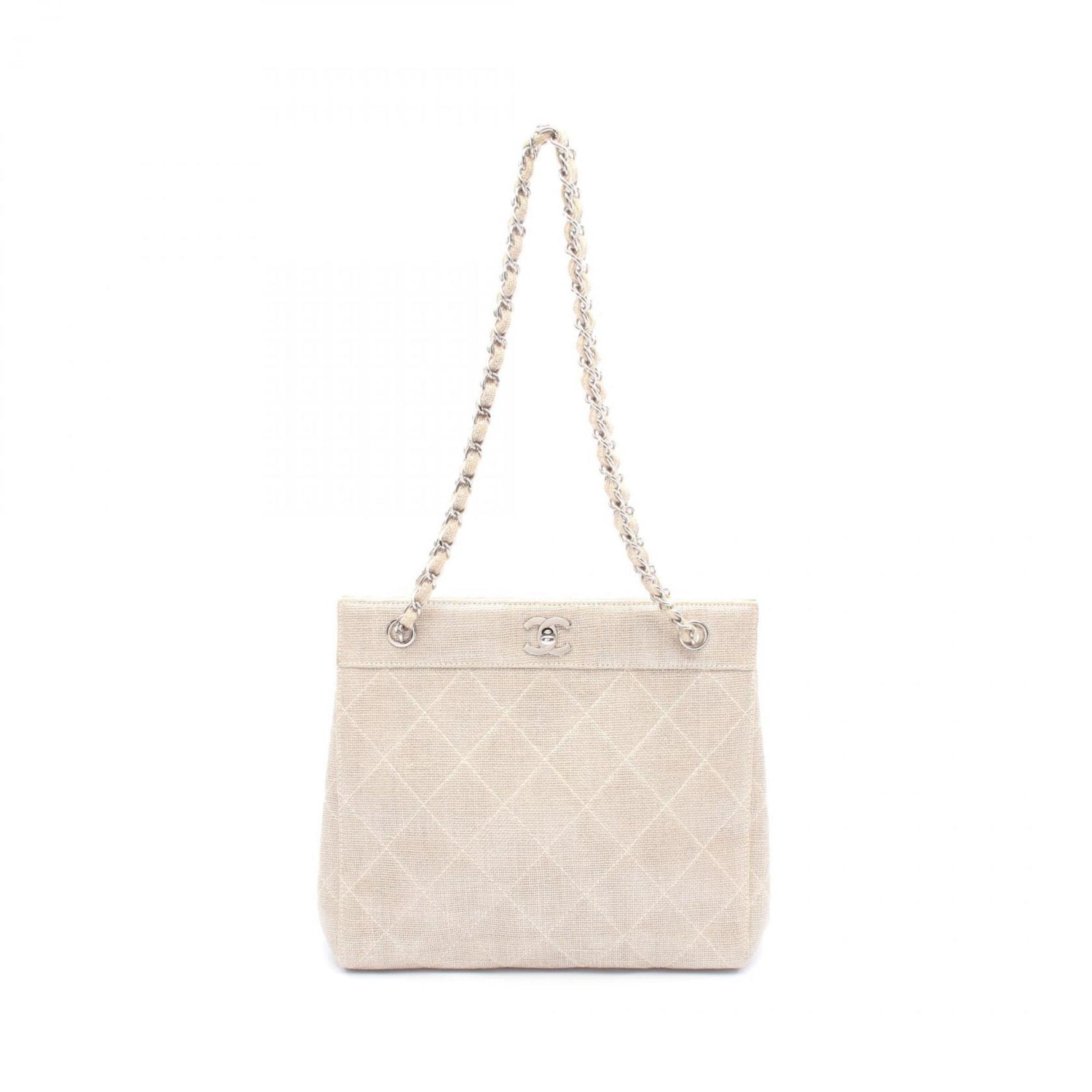 CHANEL Matelasse Shoulder Bag Linen Canvas