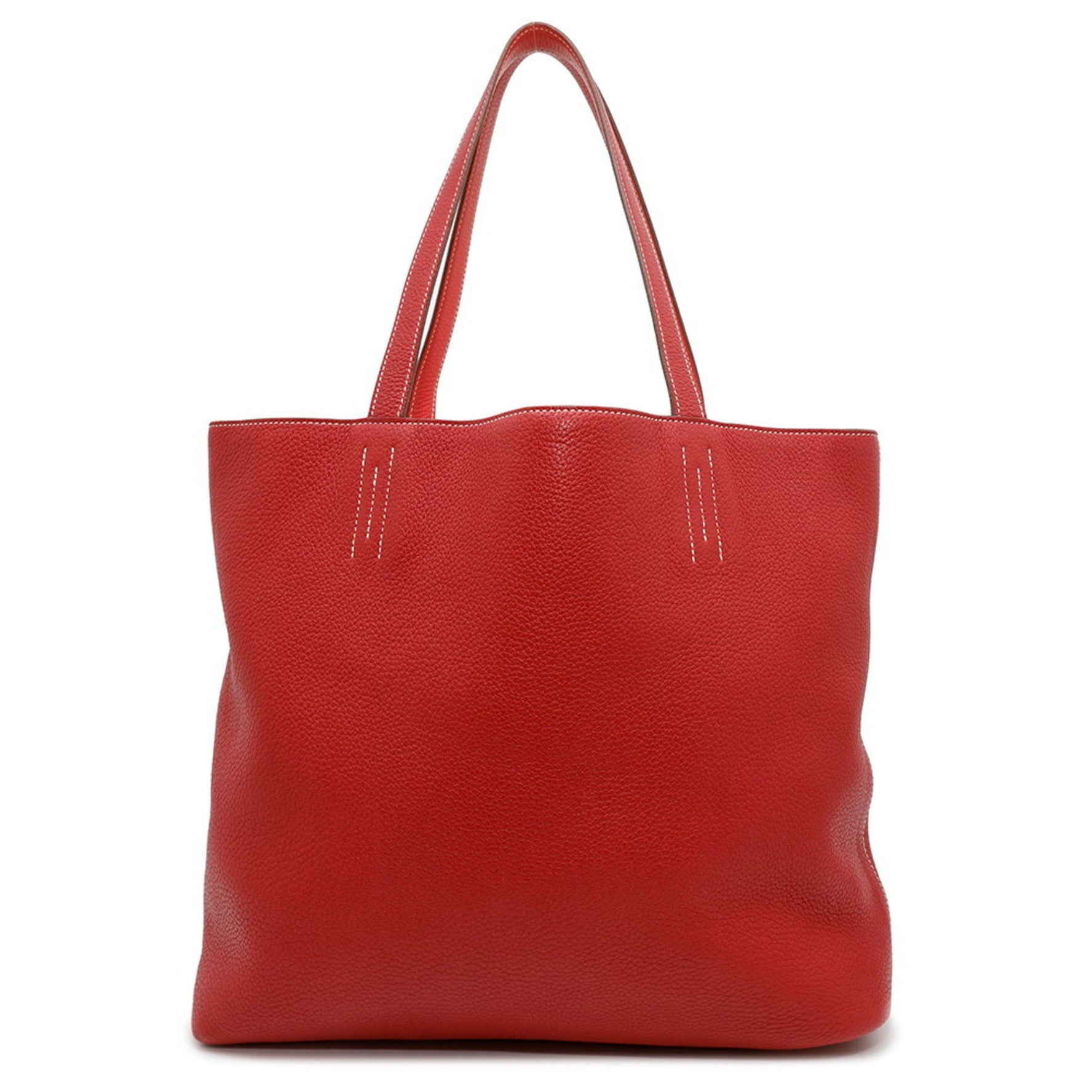 Hermes Tote Bag Double Sens 45 Rouge Kazak Bougainvillea Taurillon Clemence □Q Stamp