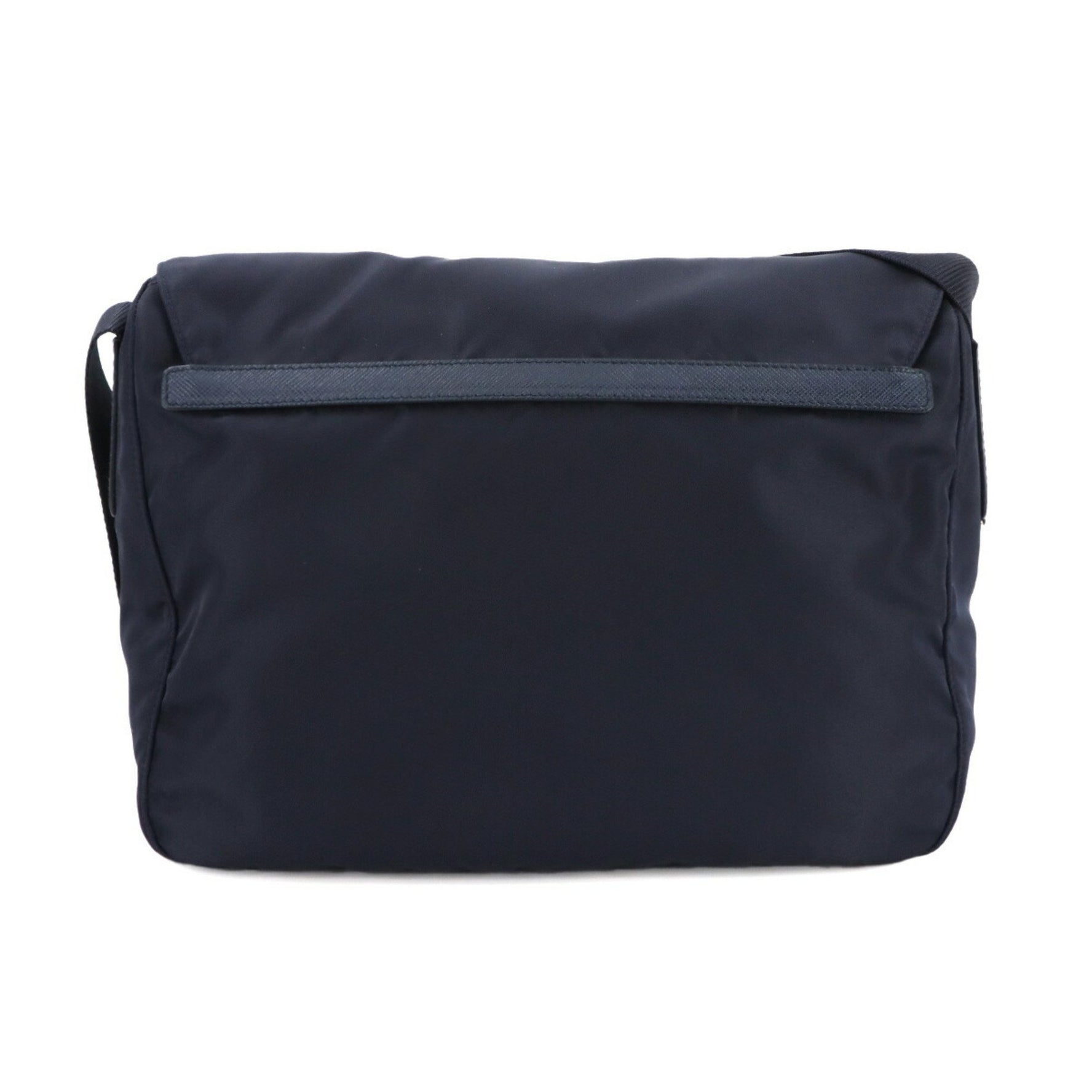 Prada Shoulder Bag, Nylon, Saffiano Leather, Navy Blue with Silver Hardware, 1BD953