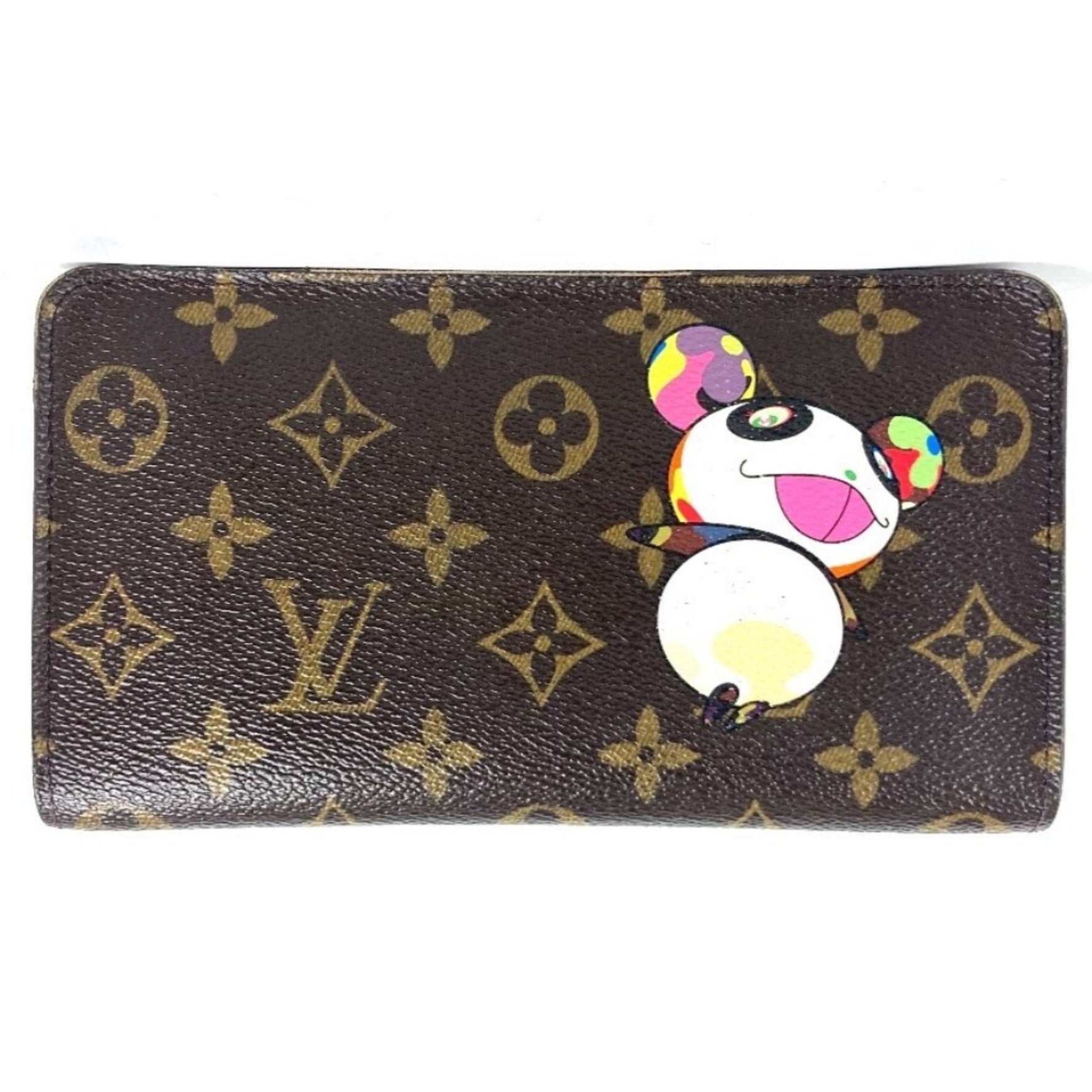 Louis Vuitton Monogram Panda Porte Monne Zip Takashi Murakami Long Wallet Canvas Brown