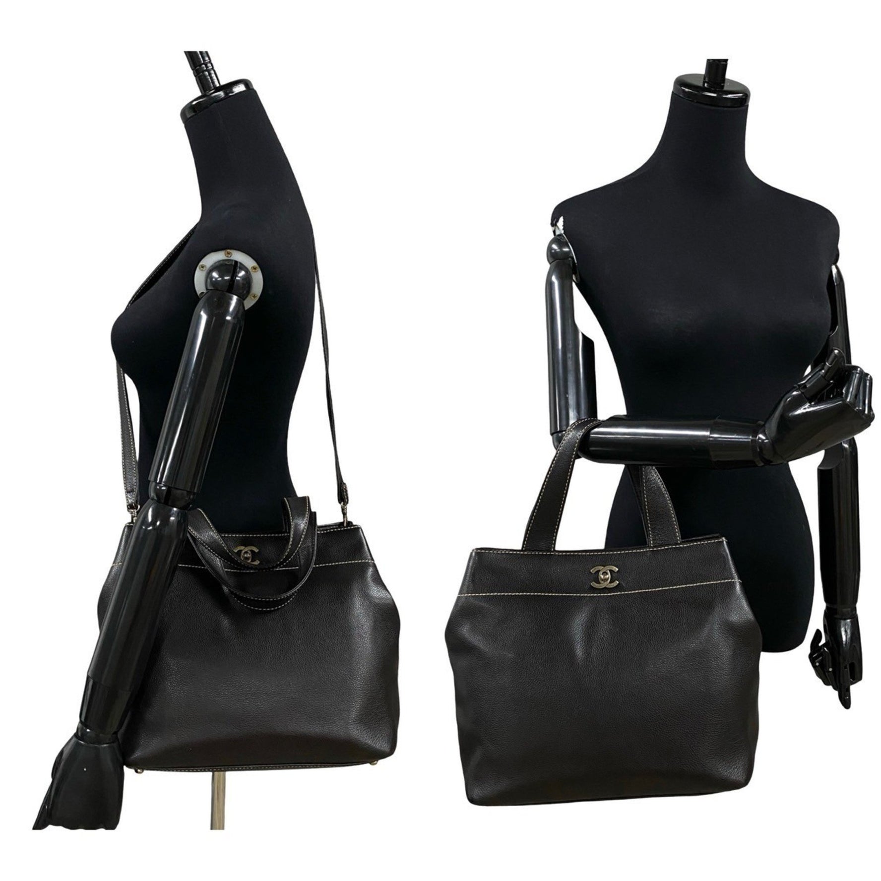 CHANEL Coco Mark Turnlock Caviar Leather Shoulder Bag/Handbag