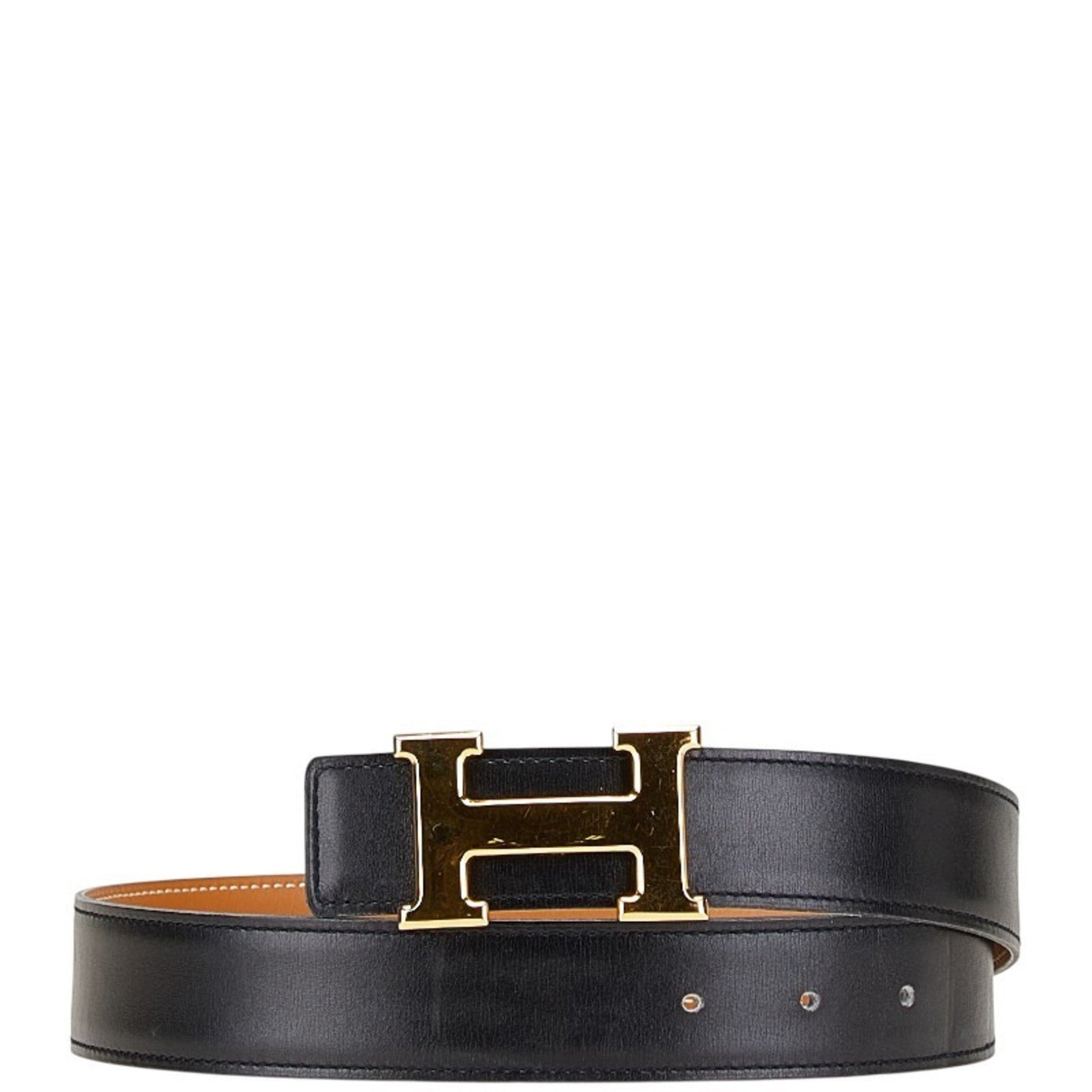 Hermes H Buckle Constance Belt 65 Black Box Calf Plated