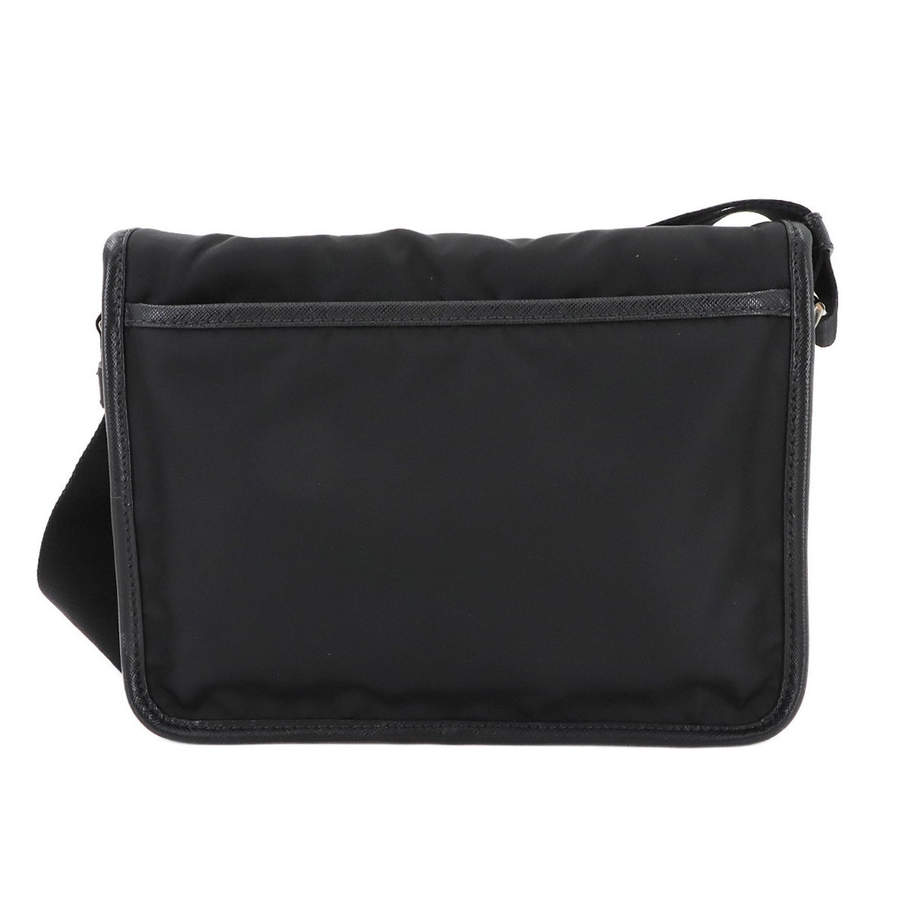 Prada Shoulder Bag in Nylon and Saffiano Leather with Black, Gray, Brown, Silver Hardware (2VD769)