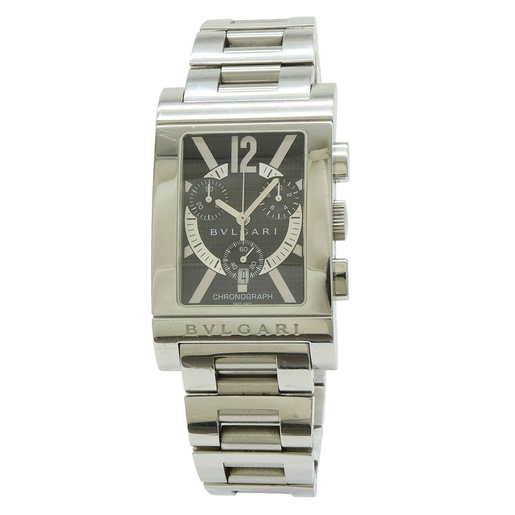 BVLGARI Rettangolo Black Dial Stainless Steel Quartz Watch