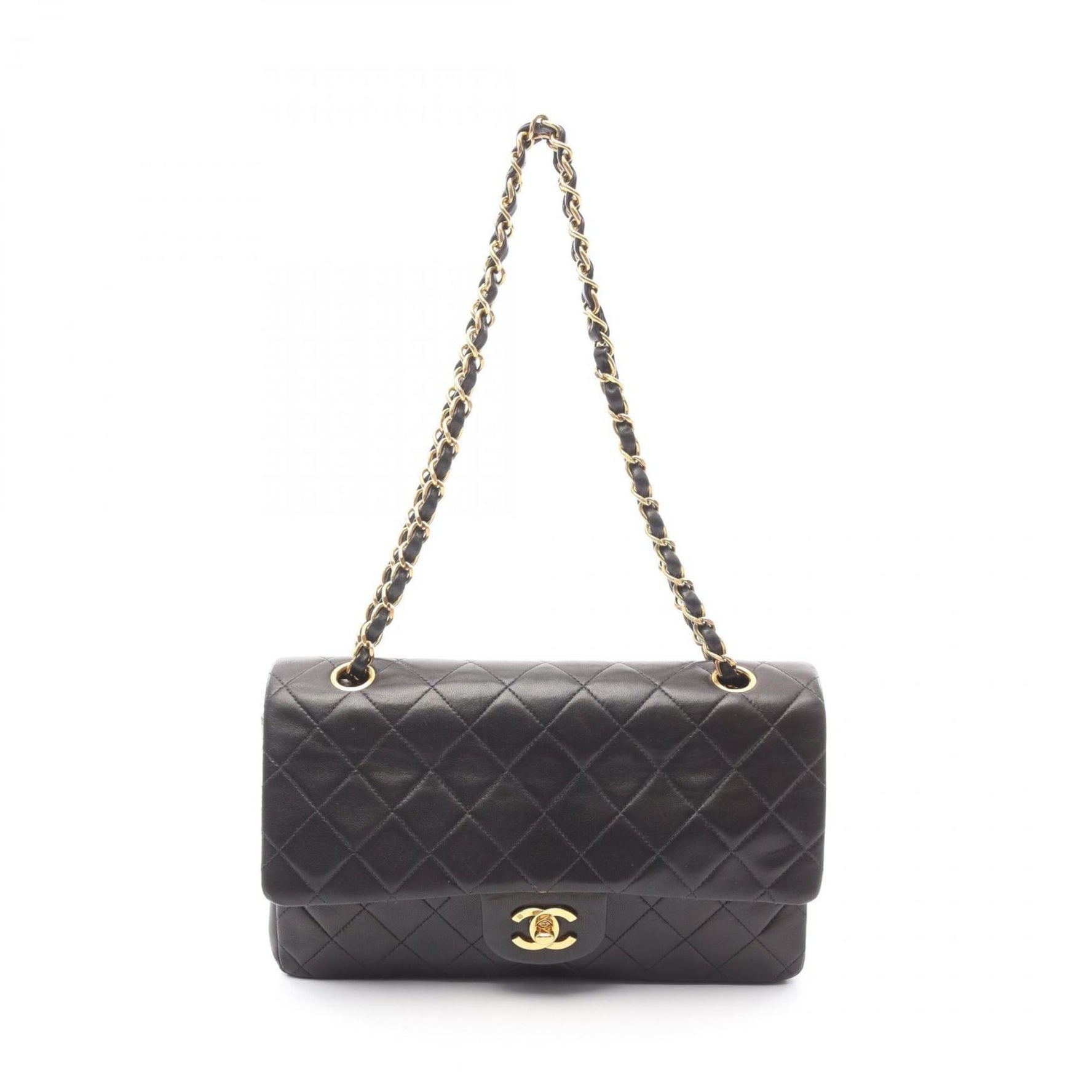 CHANEL Matelasse Double Flap Shoulder Bag in Lambskin Leather