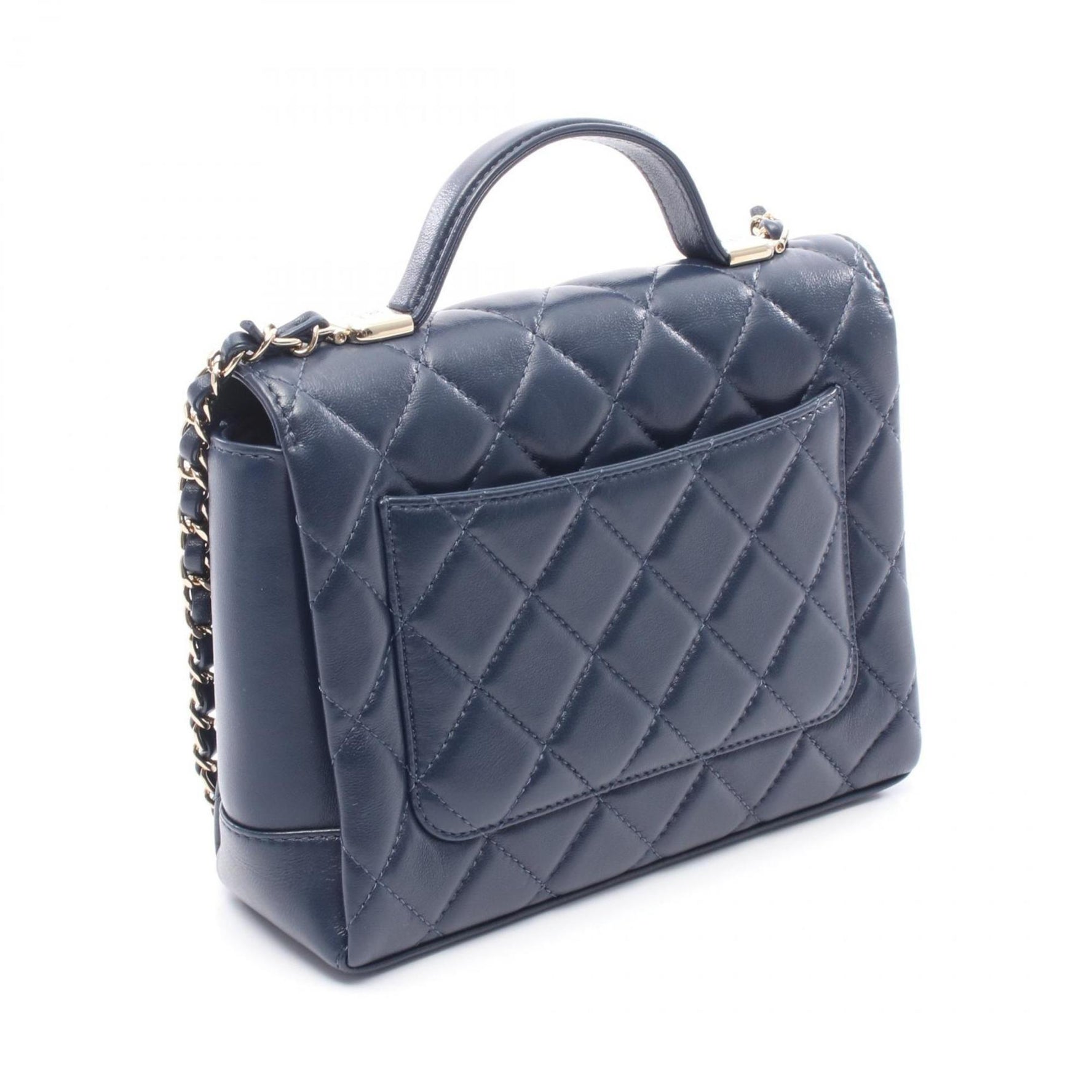 CHANEL Matelasse Top Handle Shoulder Bag in Lambskin, Blue