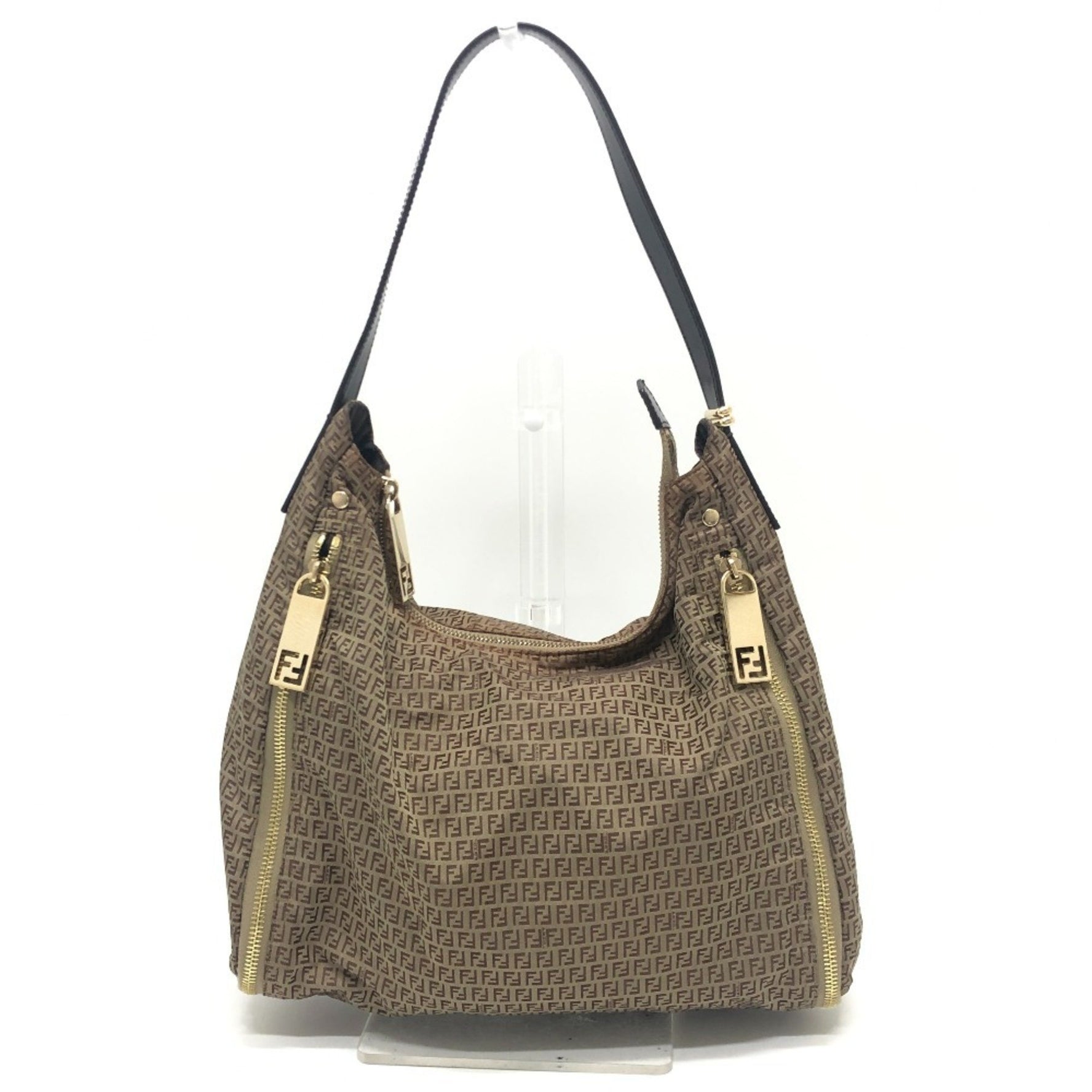FENDI Zucca pattern side zip bag shoulder canvas ladies