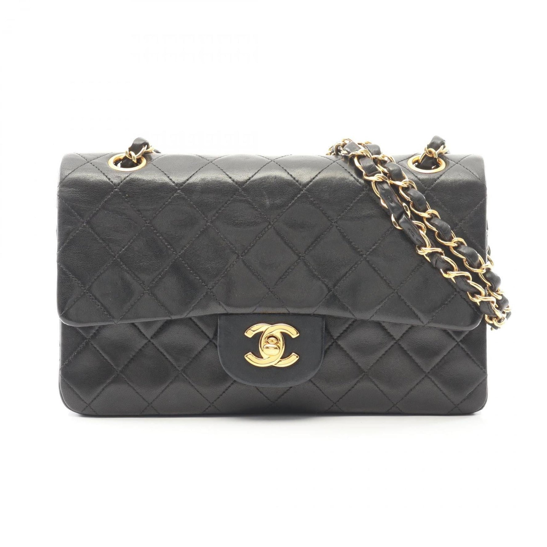 CHANEL Matelasse Double Flap Shoulder Bag in Lambskin Leather