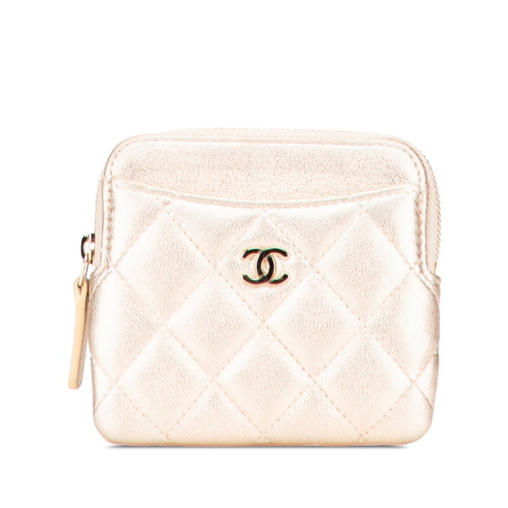 CHANEL Matelasse Coco Mark Wallet/Coin Case, Gold Leather