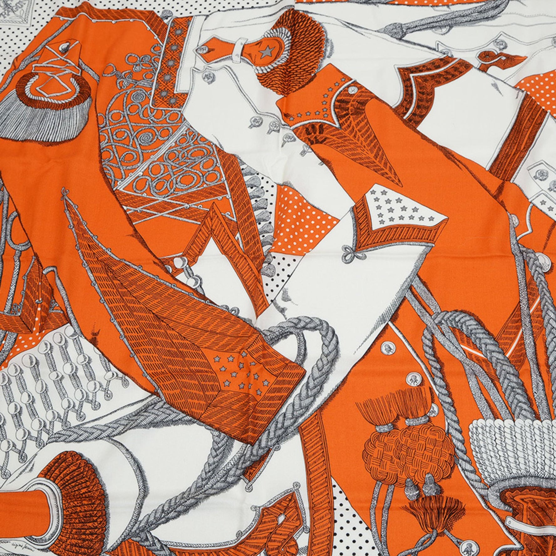 Hermes Carre 140 Scarf/Muffler Geant Shawl Zouaves and Dragons Bandana ZOUAVES ET DRAGONS Orange BP