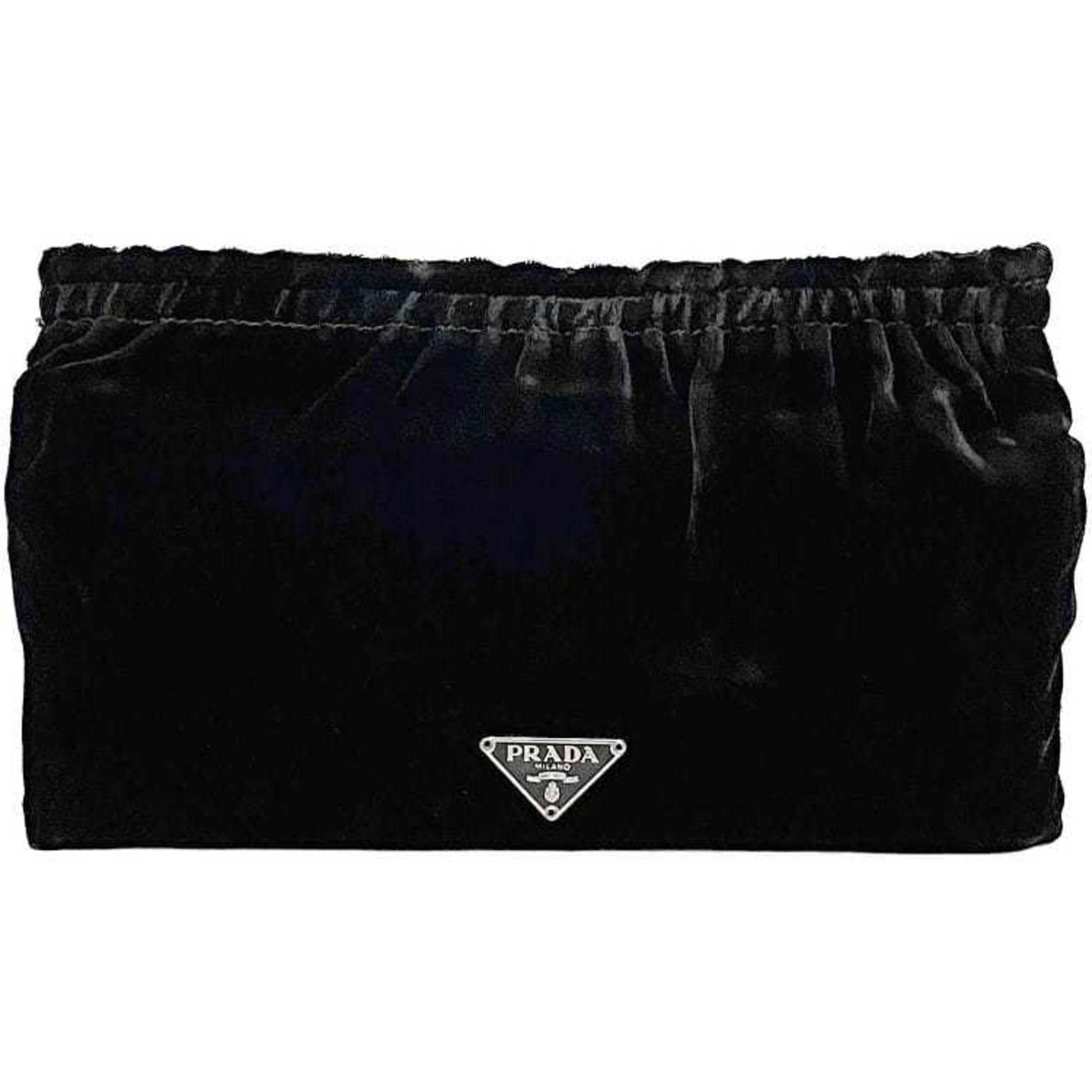 Prada pouch velour Velcro triangle plate compact ladies