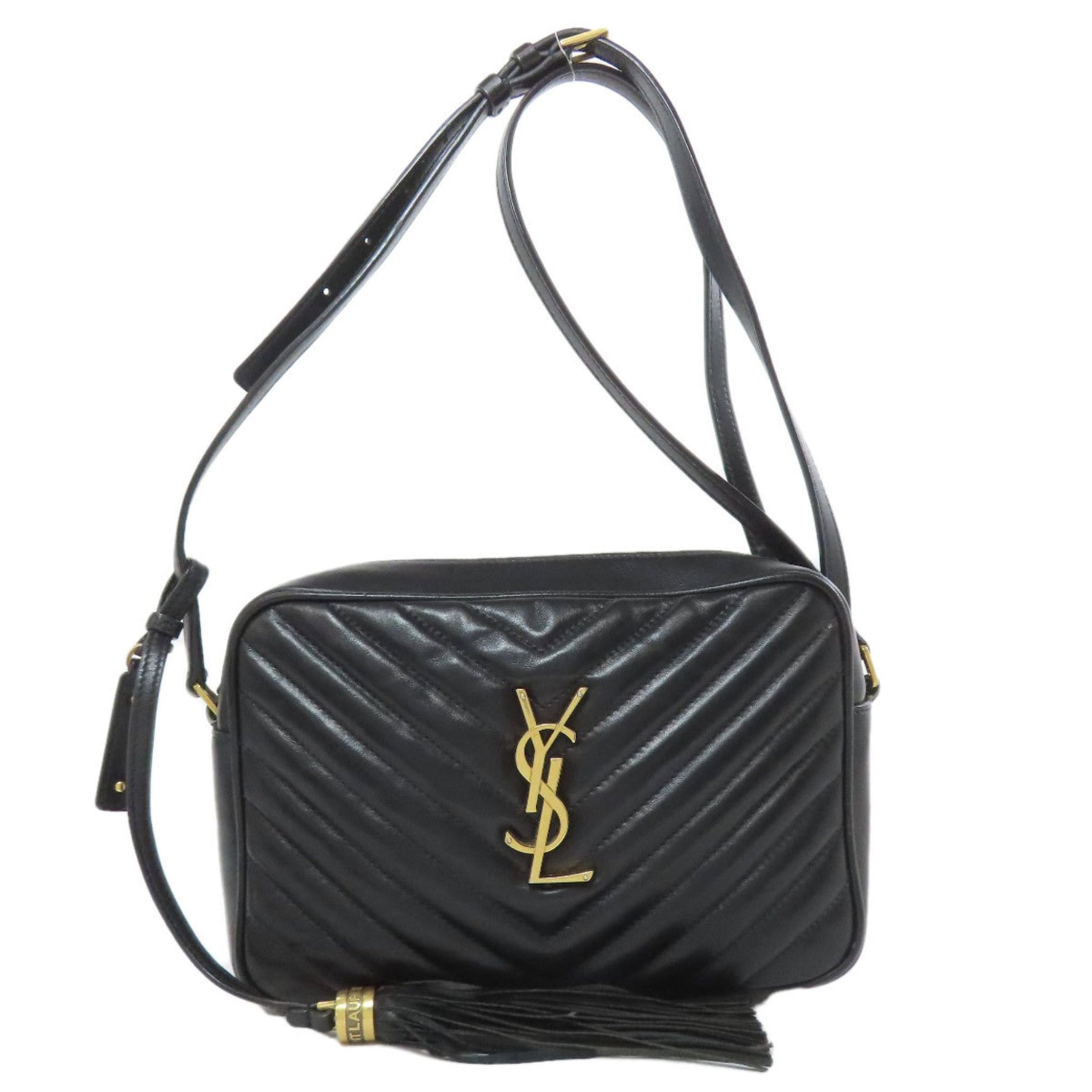 Saint Laurent Lou V-stitch shoulder bag in calfskin .