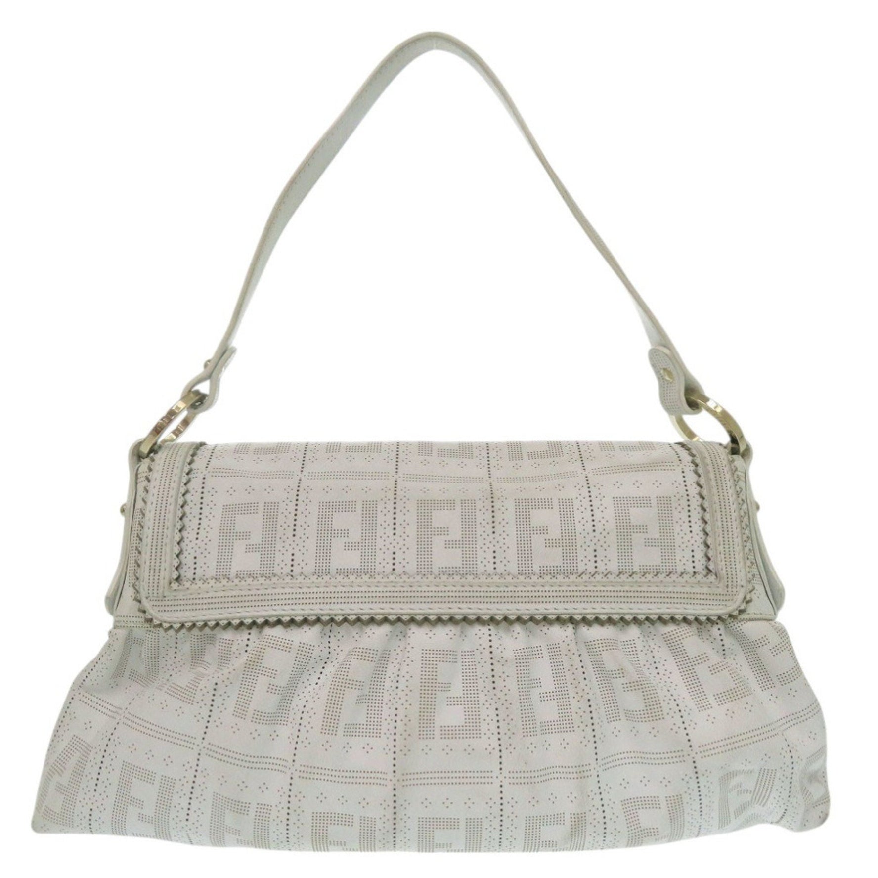 Fendi Zucca One-Shoulder Handbag Leather 0711