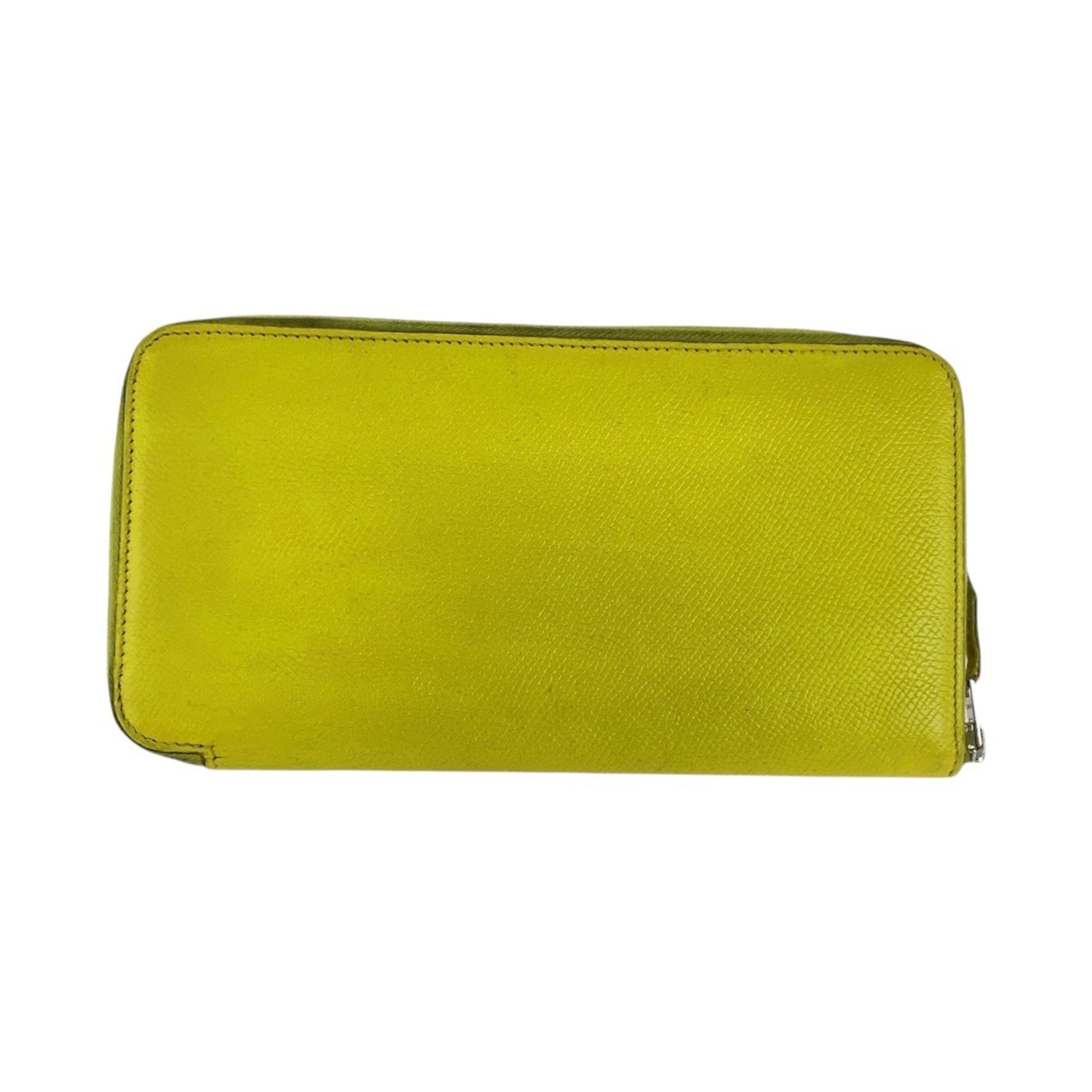 HERMES Azap Long Silk In Light Yellow Silver Hardware Epsom Leather Wallet □Q Stamp