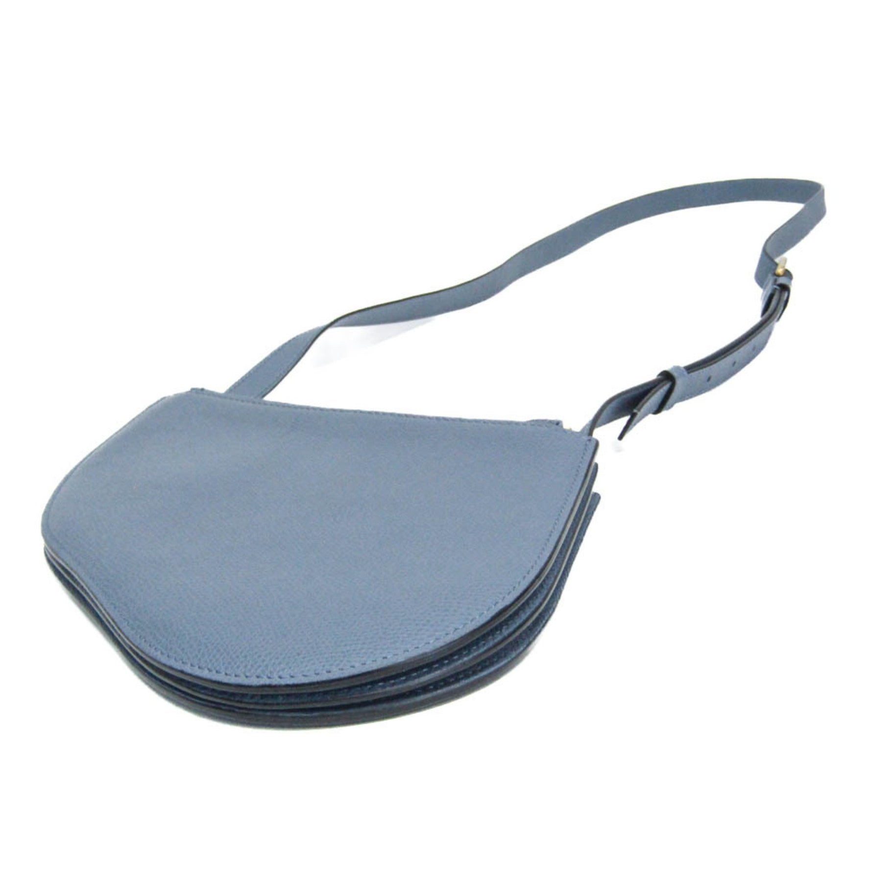 Christian Dior Saddle Leather Shoulder Bag Light Blue Gray