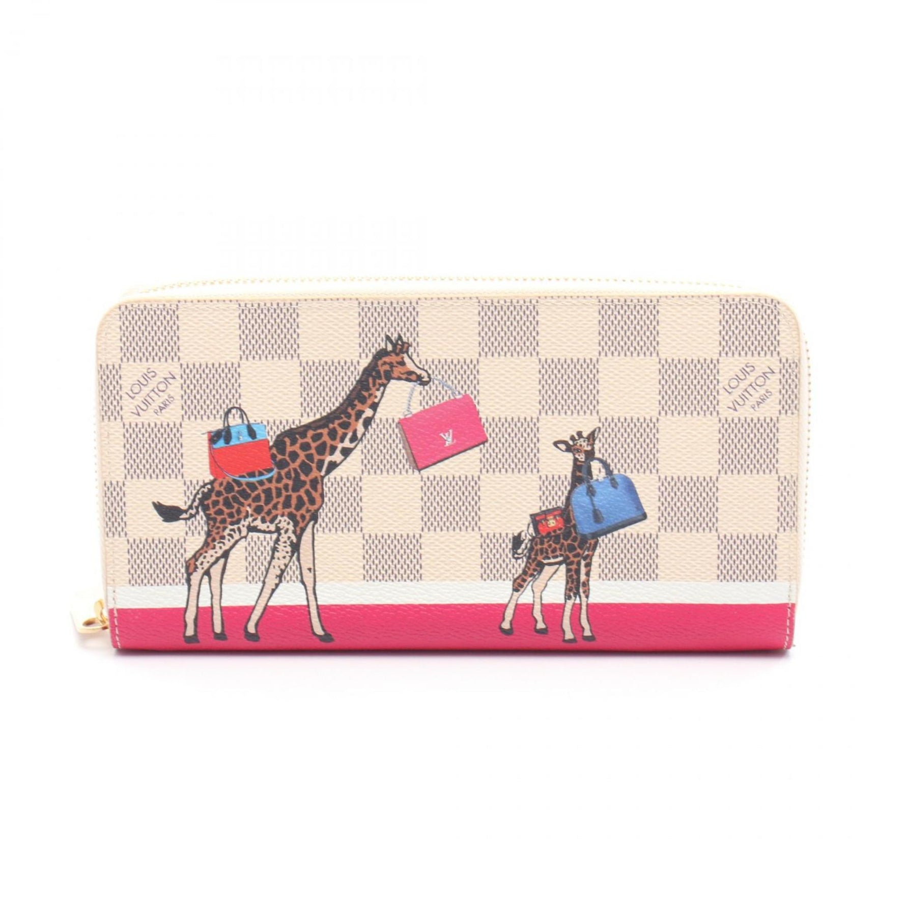 Louis Vuitton Zippy Wallet, Round Long PVC Coated Canvas, Damier Azur, White/Multicolor