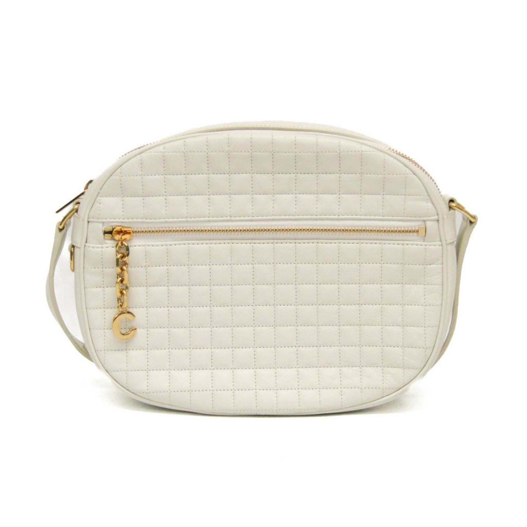 Celine C Charm Medium Camera Bag Leather Shoulder Bag White