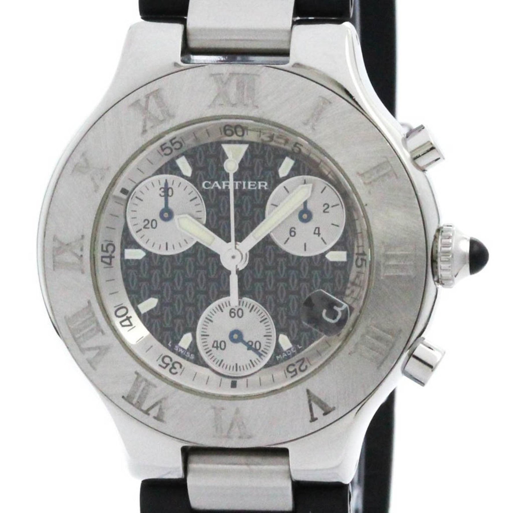 Polished CARTIER Must 21 Chronoscaph Steel Quartz Watch