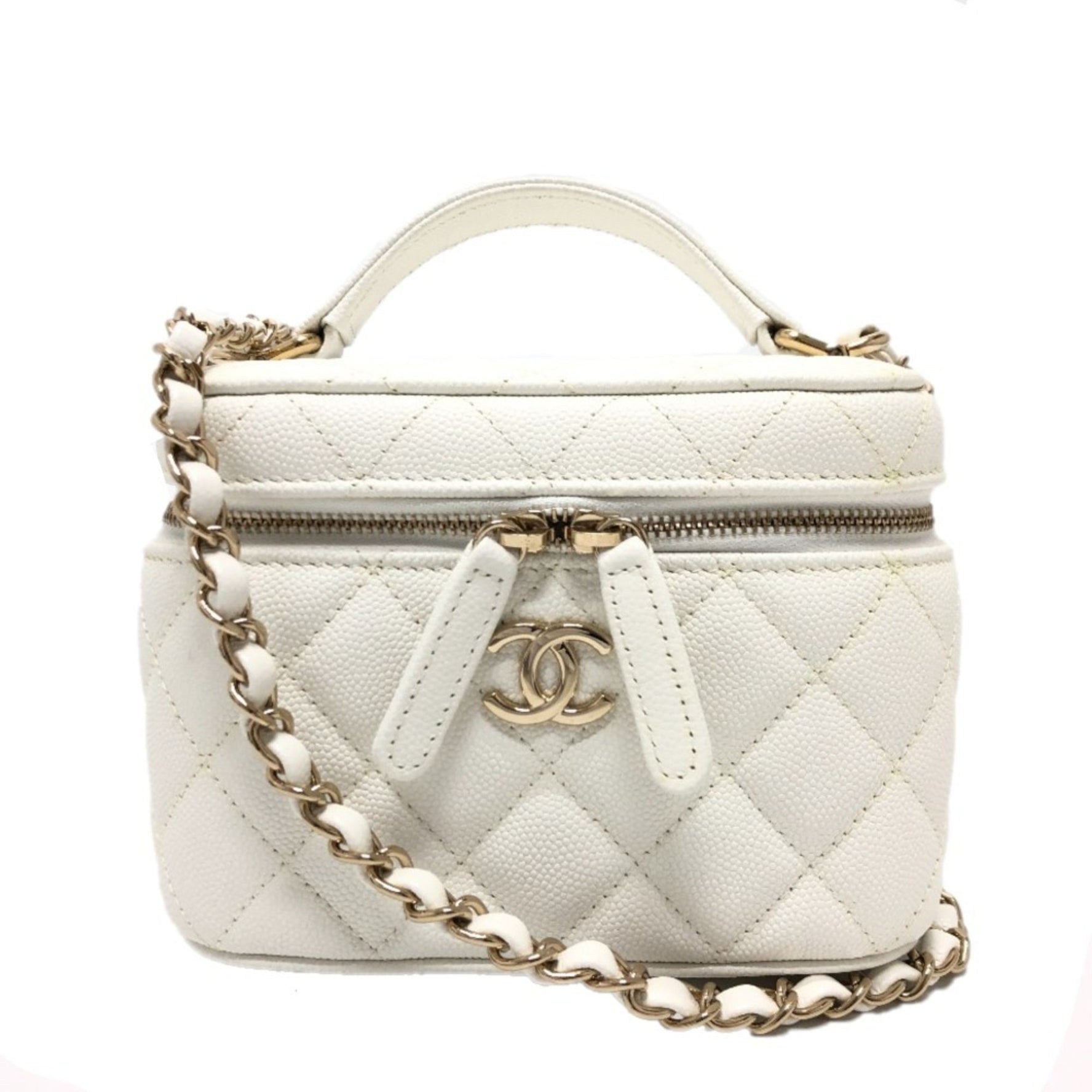 CHANEL Coco Mark CC Vanity Bag Chain Handbag Shoulder Caviar Skin