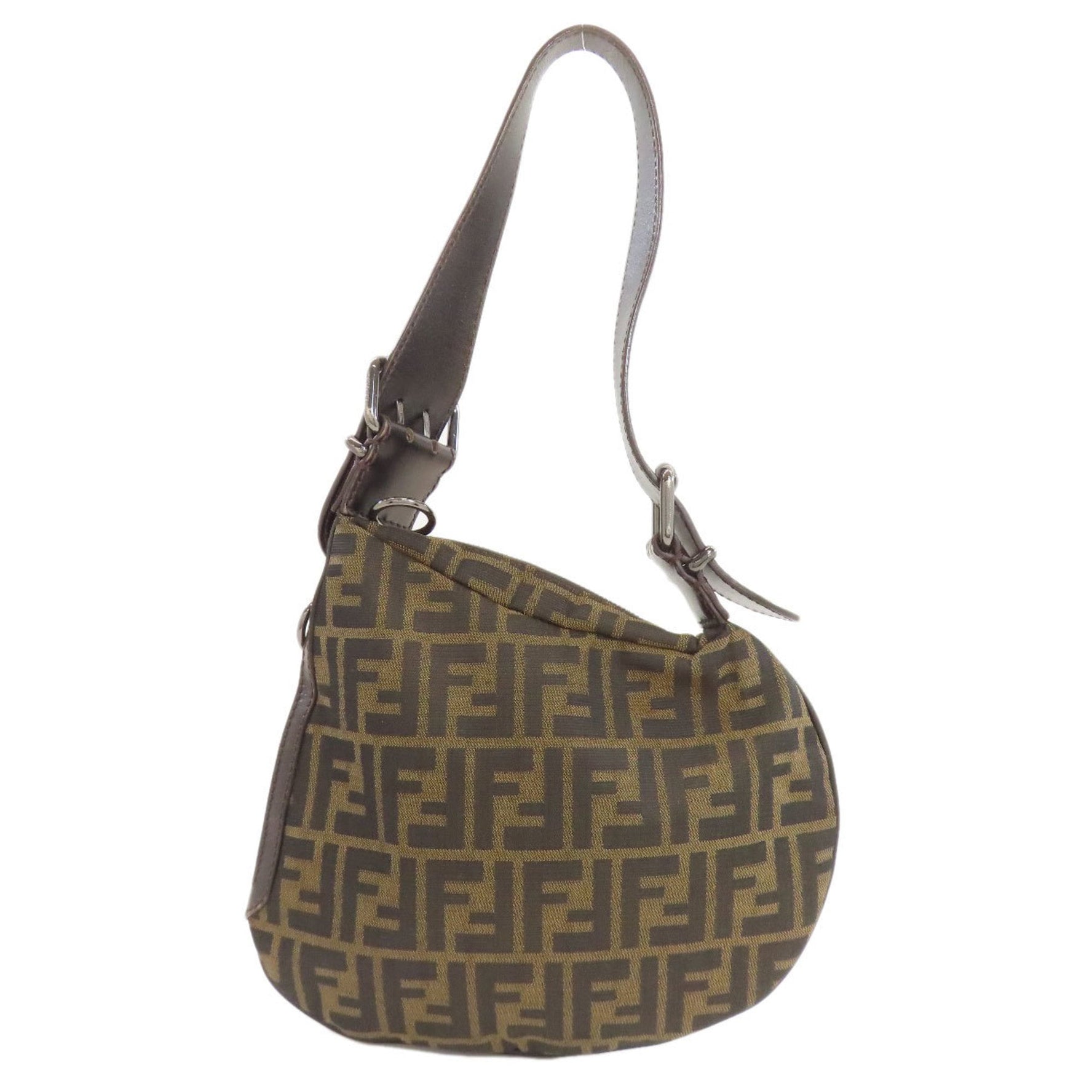 Fendi One-Shoulder Zucca Pattern Canvas Shoulder Bag