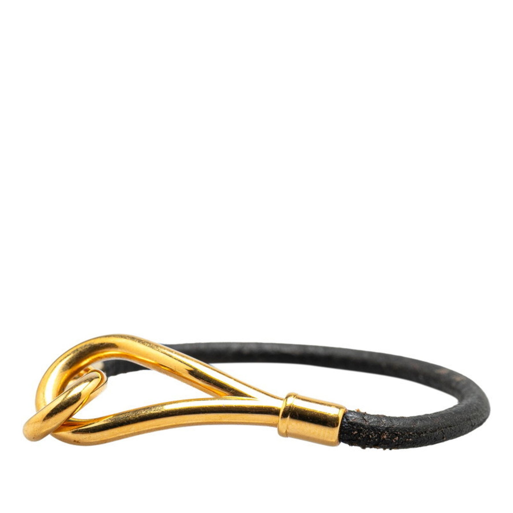Hermes Jumbo Bracelet in Black Gold Plated Leather