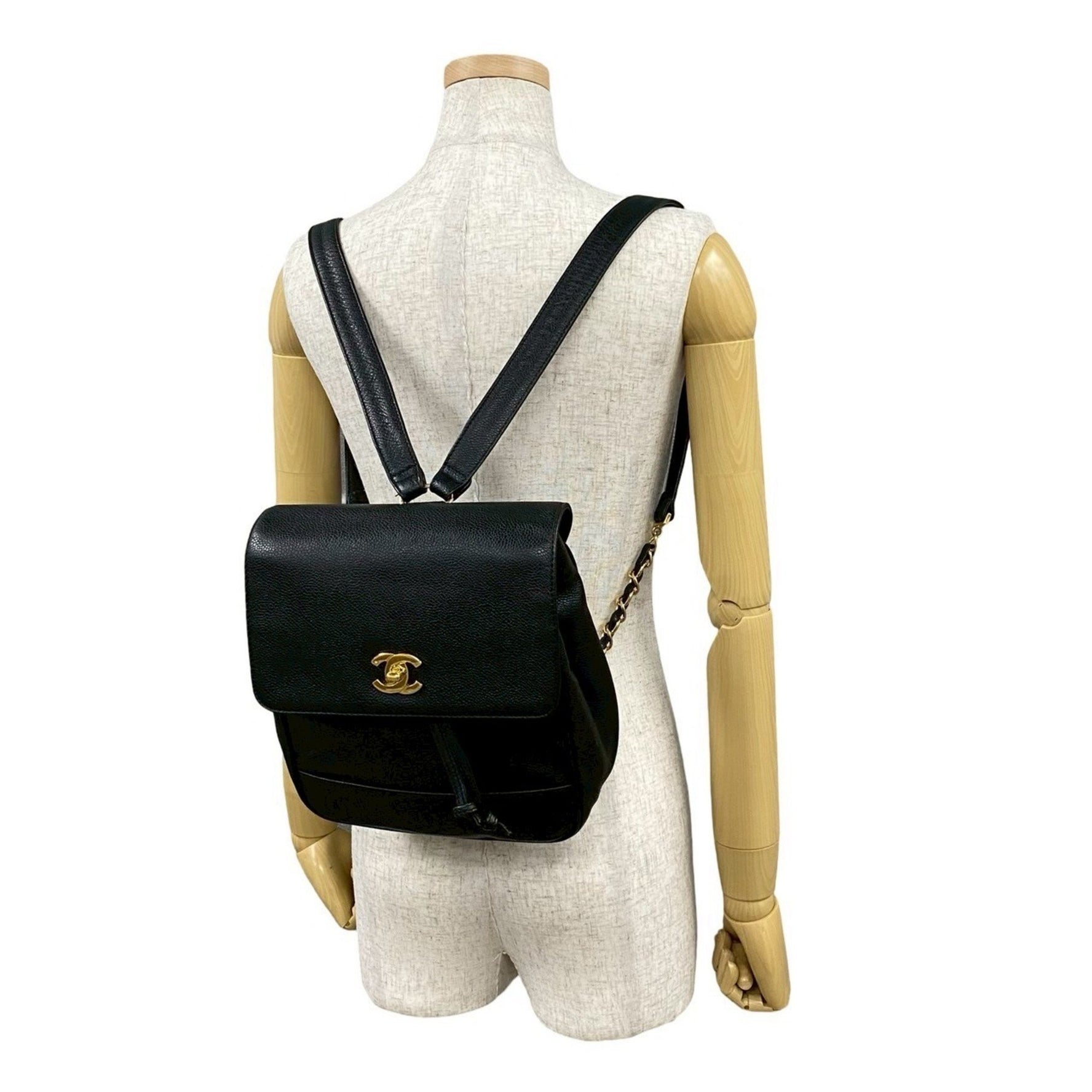 CHANEL Triple Coco Caviar Leather Chain Backpack