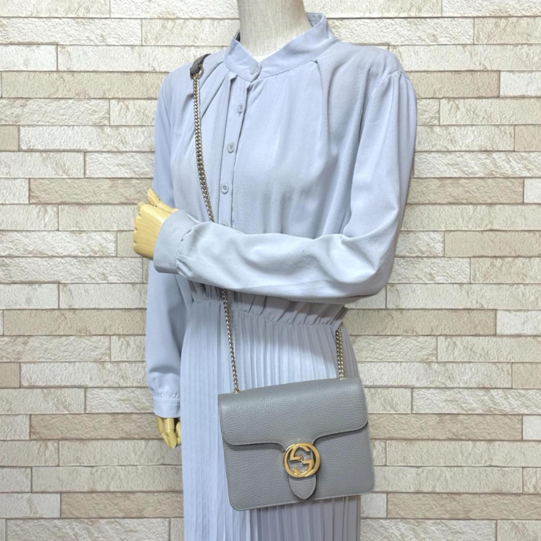 Gucci Interlocking G Shoulder Bag, Leather, Chain
