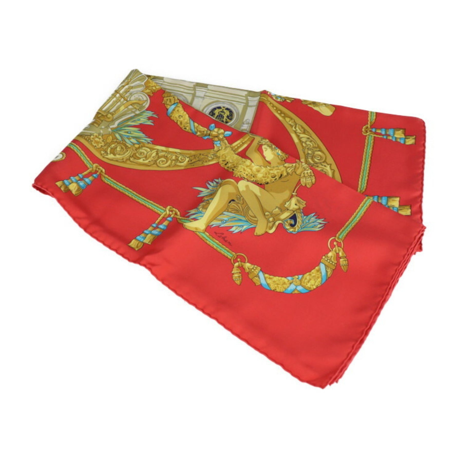 HERMES HOMMAGE A CHARLES GARNIER Tribute to Charles Garnier Carre 90 Scarf/Muffler Silk Red Multicolor