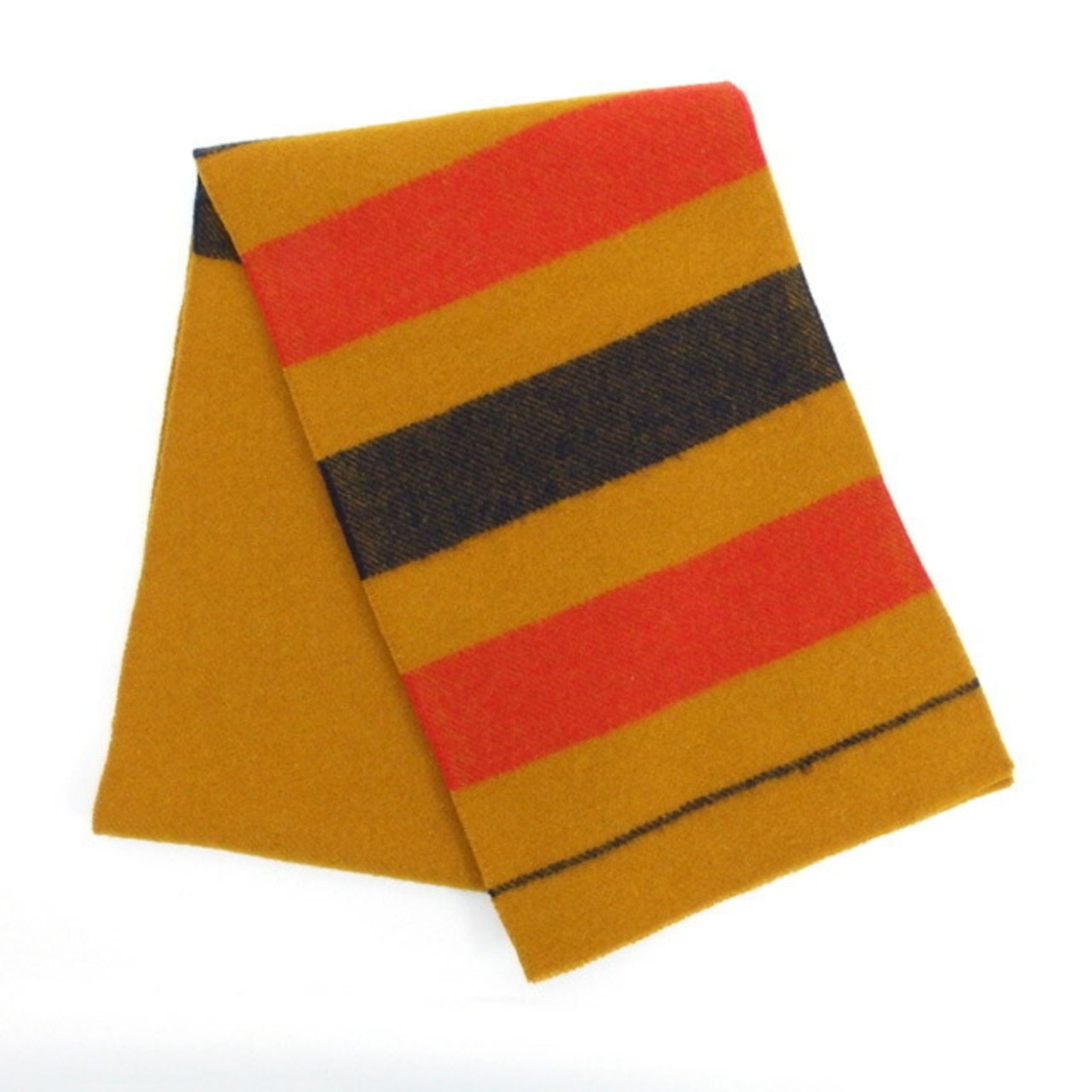 Hermes Hermès Rocabar wool scarf in mustard yellow, red, and black stripes