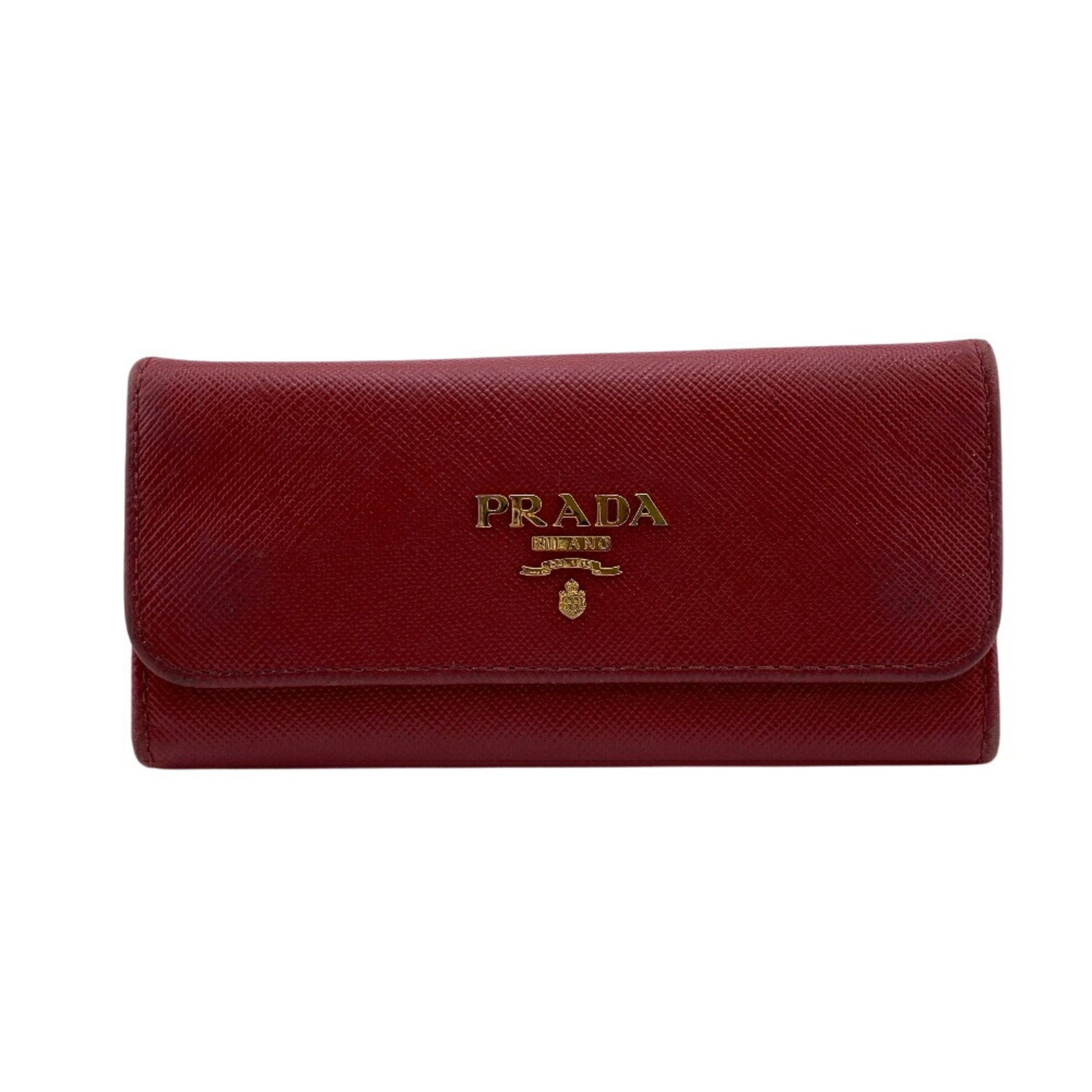 Prada Saffiano Tri-Fold Case with Smart Key, Coin, and Key Ring, Red