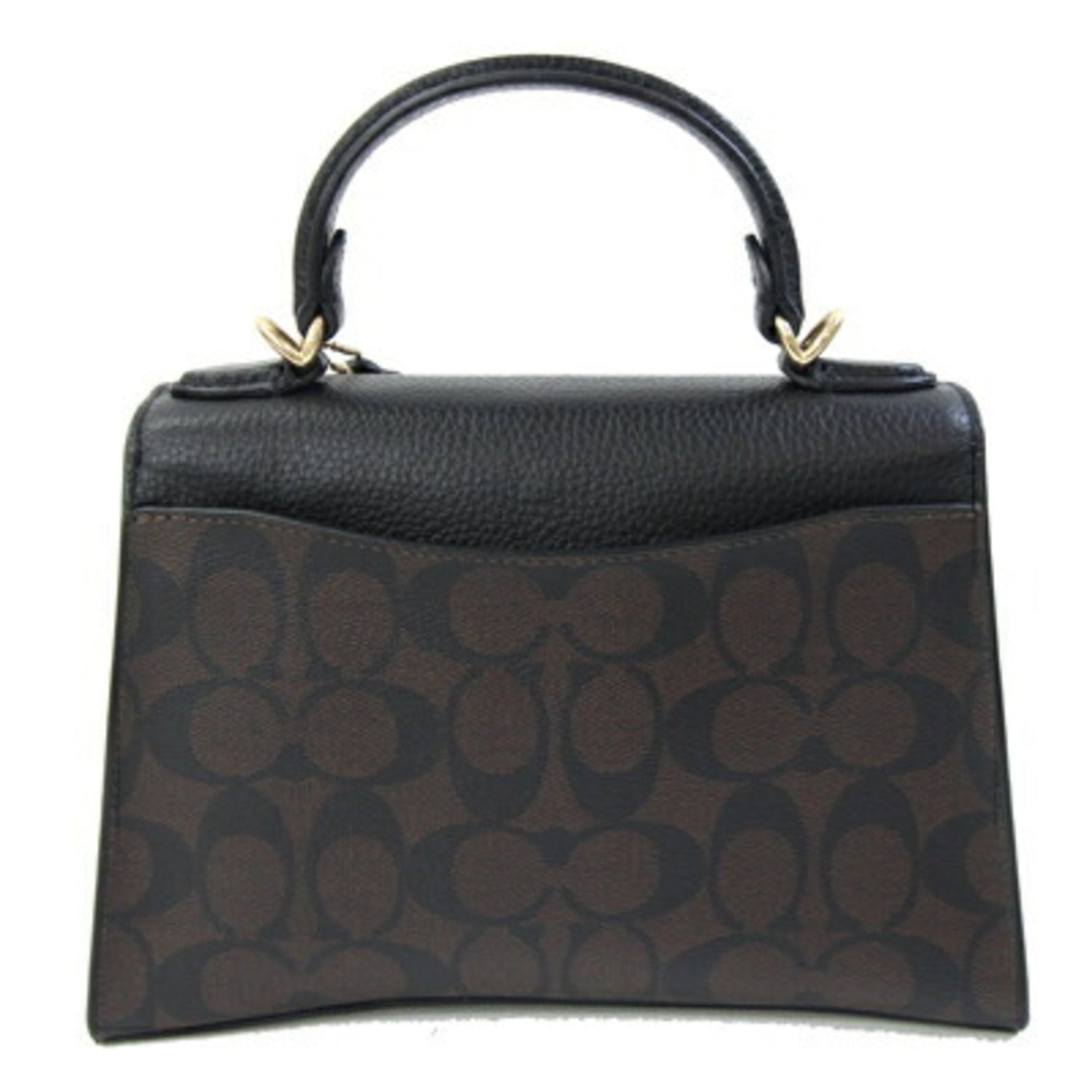 Coach Signature Pepper Satchel dark brown and black PVC leather shoulder bag .