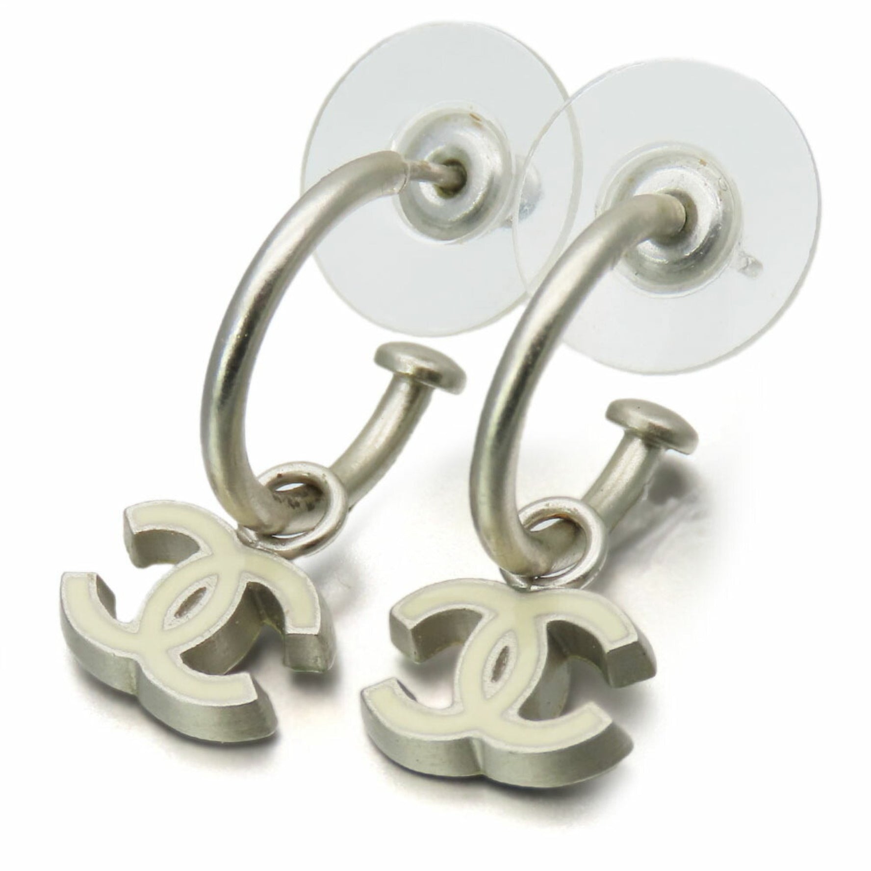Chanel Earrings Coco Mark Metal Plated Half Loop