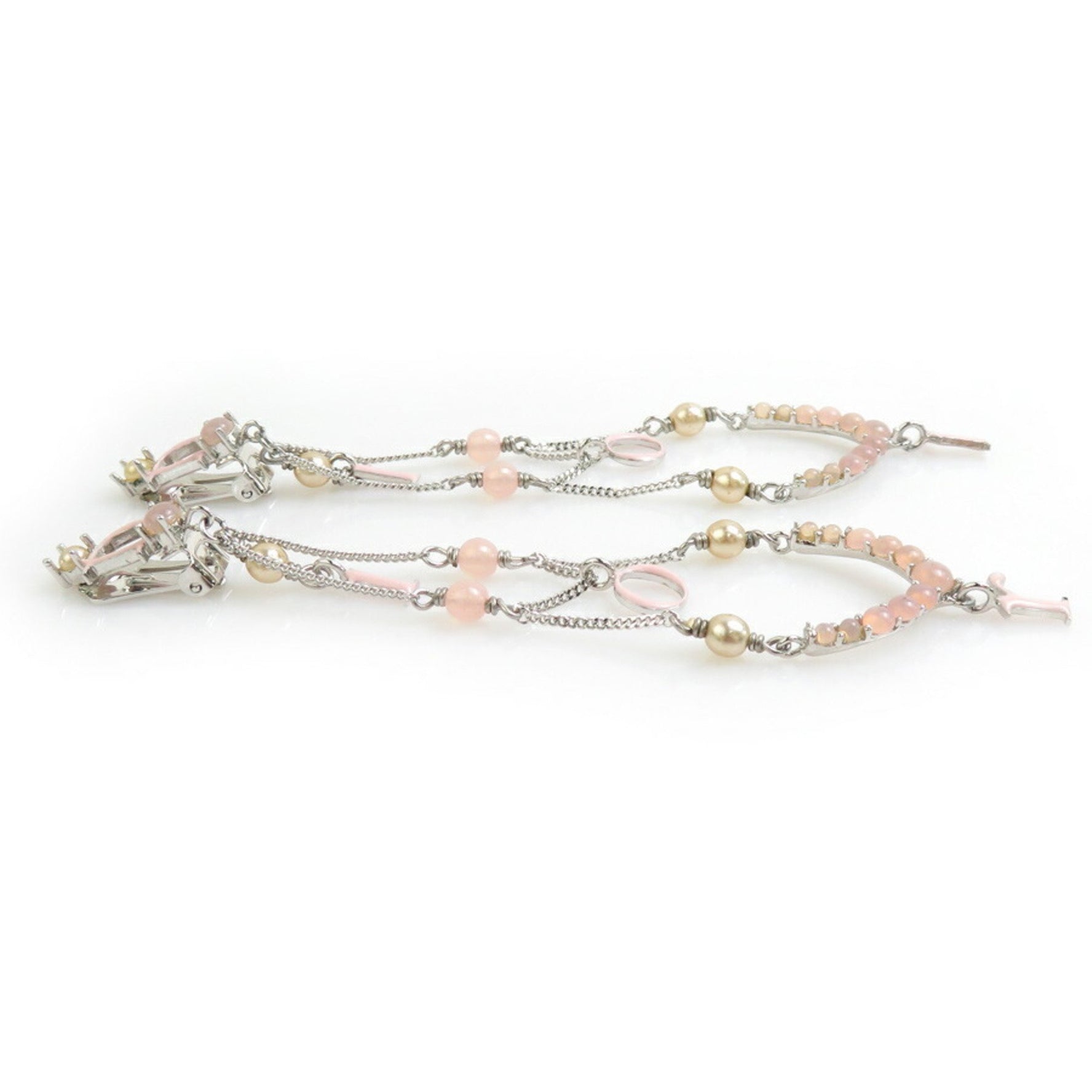 Christian Dior Metal Silver and Pink Earrings