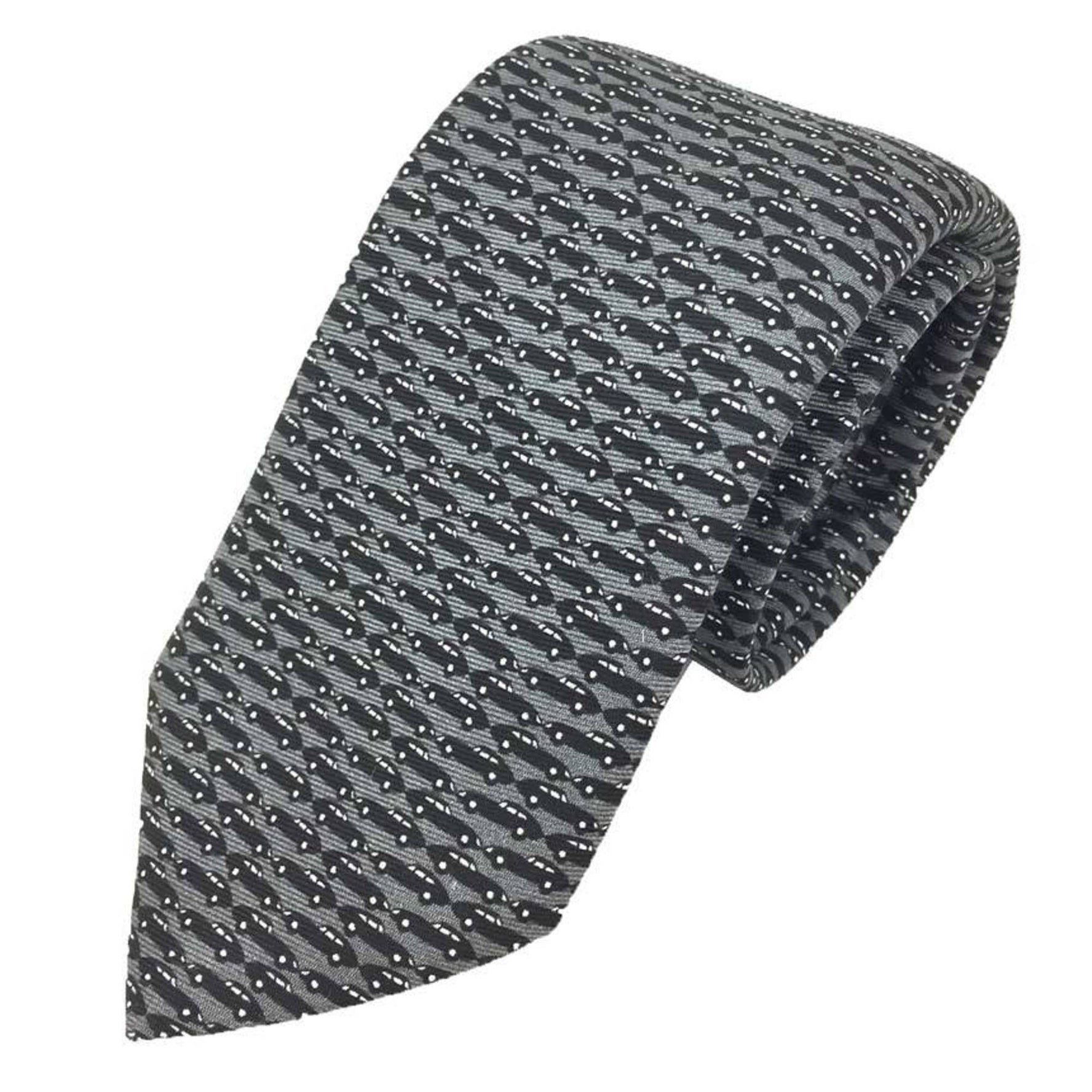 PRADA tie, car pattern, gray x black