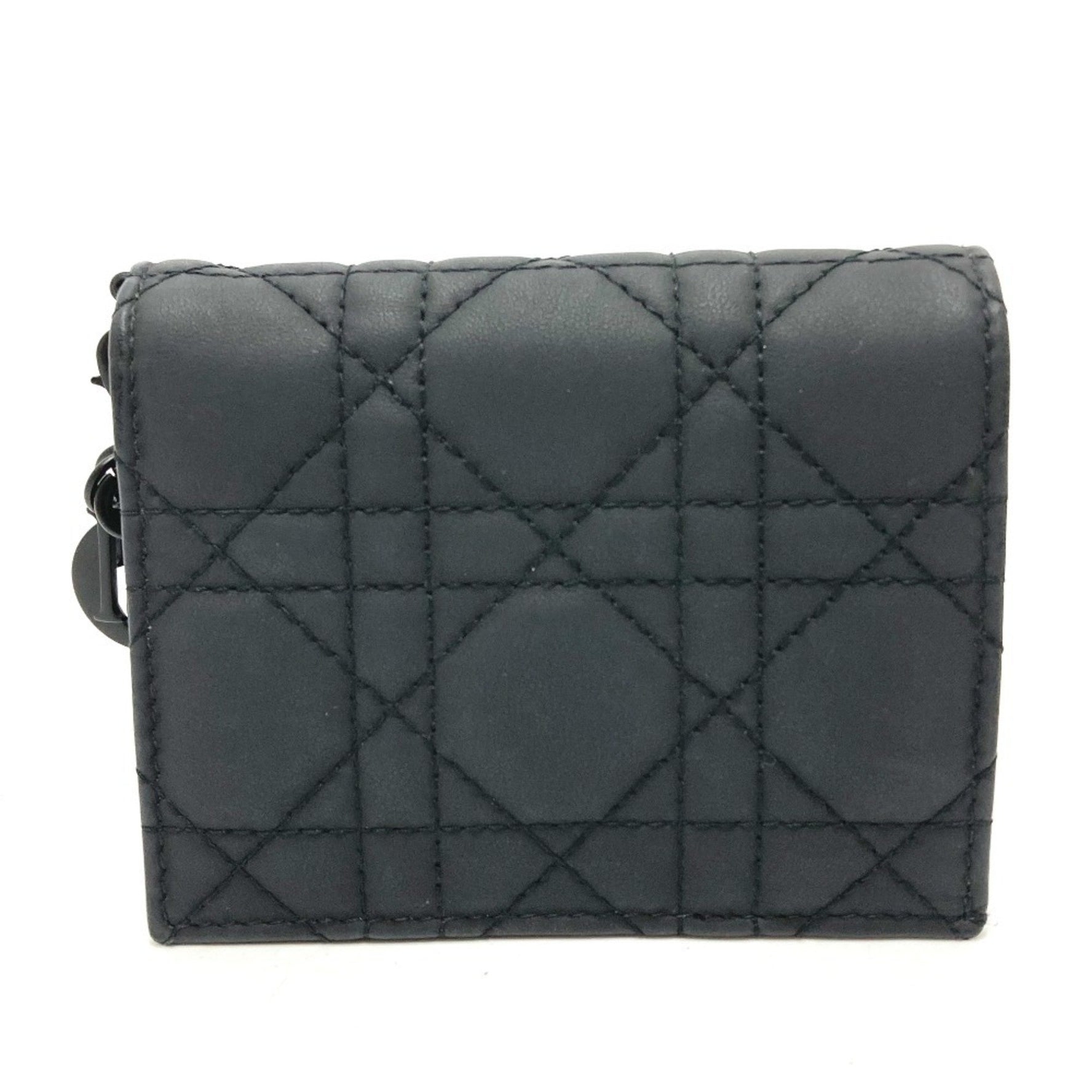 Christian Dior Dior Lady Mini Wallet Bi-fold Leather