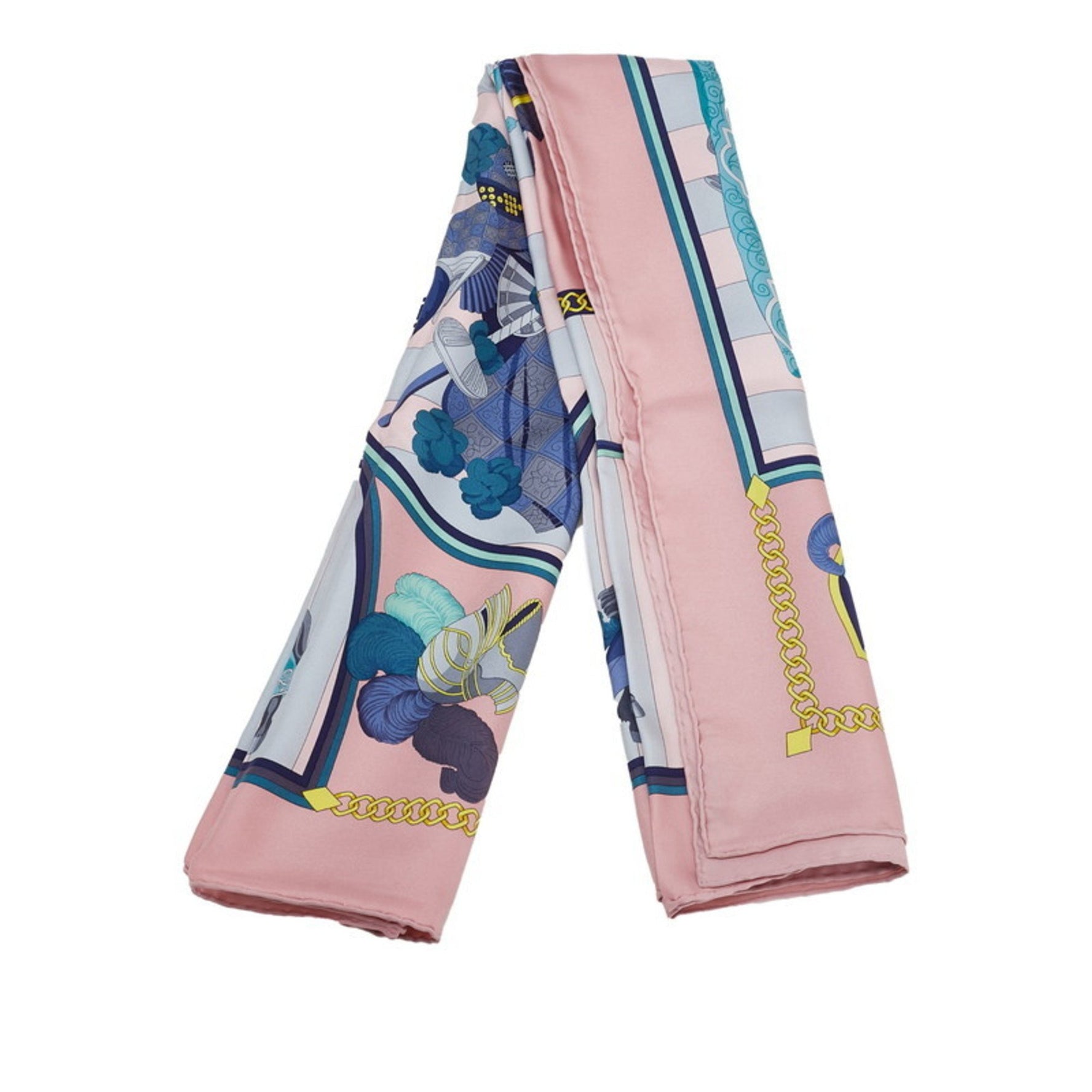 Hermes Hermès Carré 90 Chocs En Plumes Feather Clash Scarf, Pink Multicolor Silk