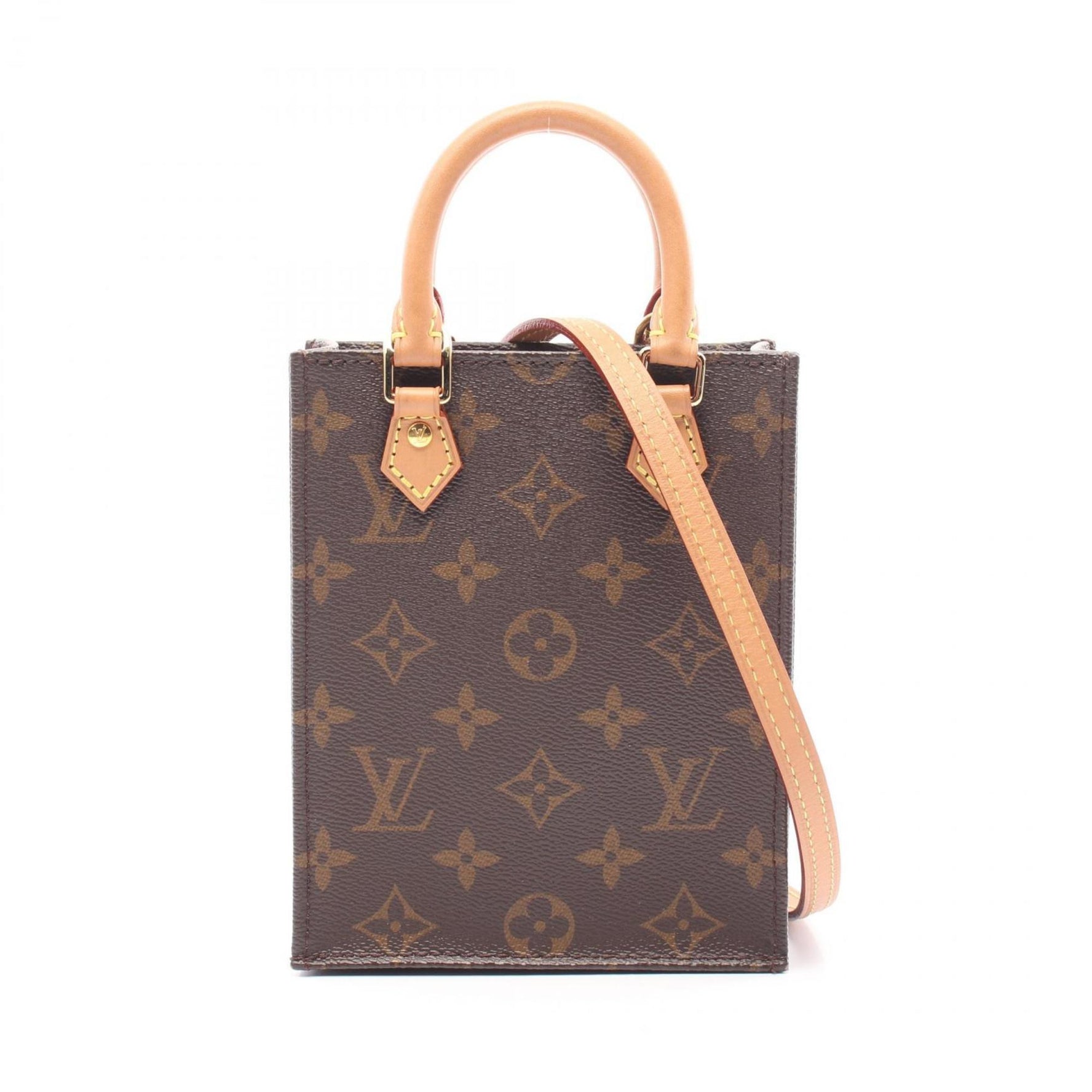 Louis Vuitton Petite Sac Plat Handbag Coated Canvas Leather Monogram