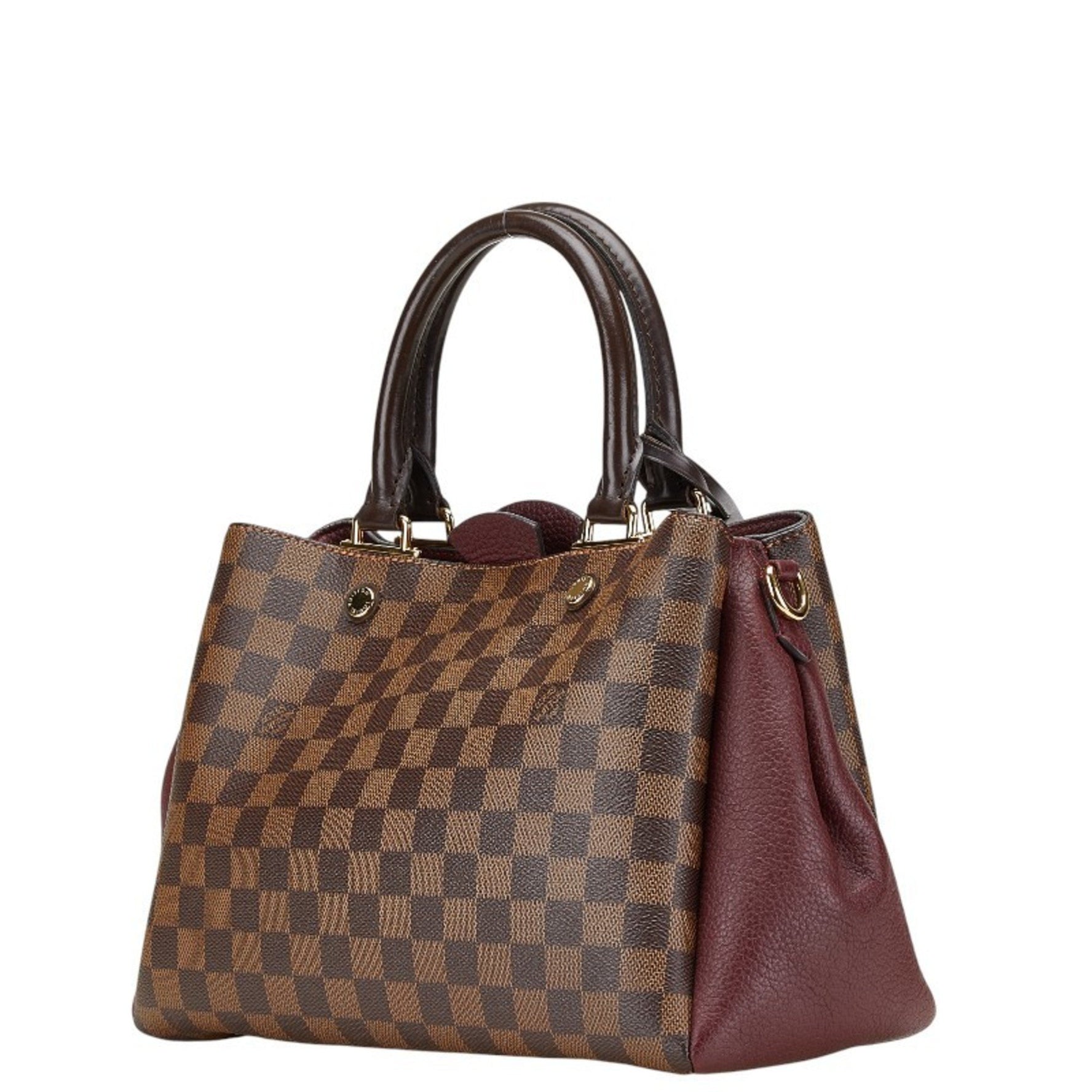 Louis Vuitton Damier Brittany Handbag Shoulder Bag Brown Wine Red PVC Leather