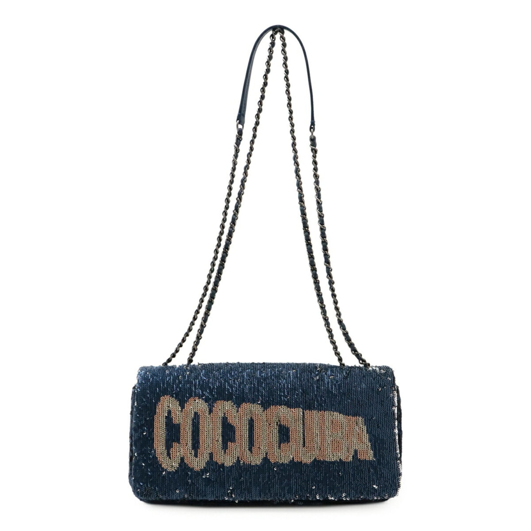 CHANEL COCOCUBA Sequin Chain Shoulder Bag Leather