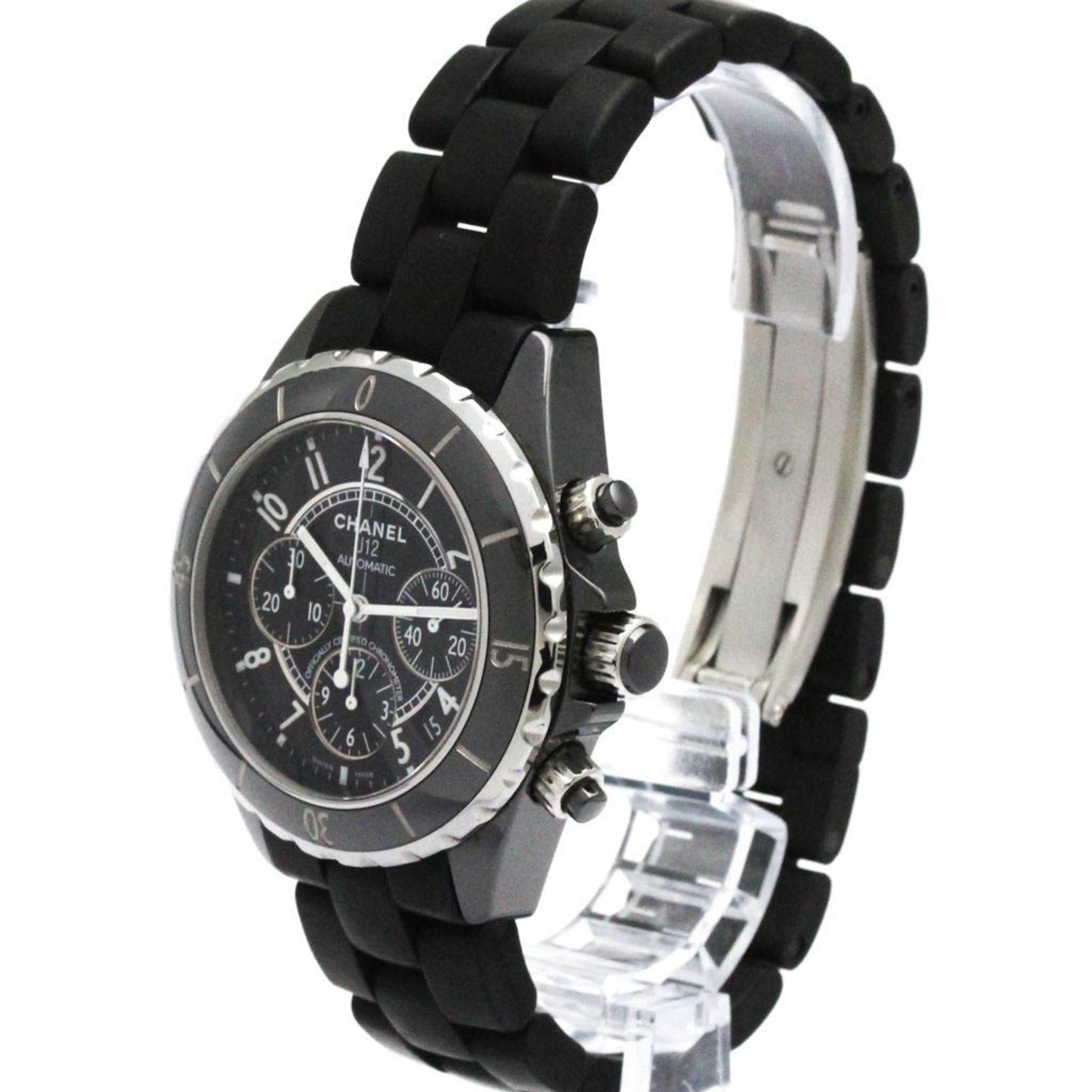 CHANEL Chronograph Ceramic Rubber Automatic Watch Polished
