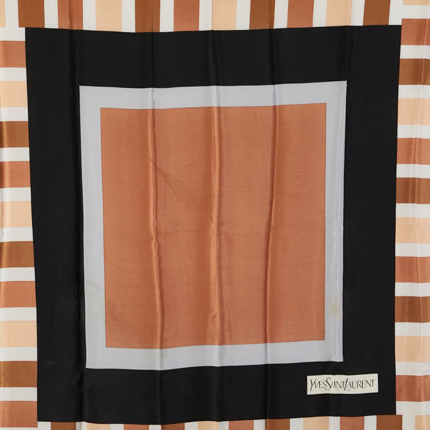 Saint Laurent Scarf Muffler Black Brown Gray Silk SAINT LAURENT